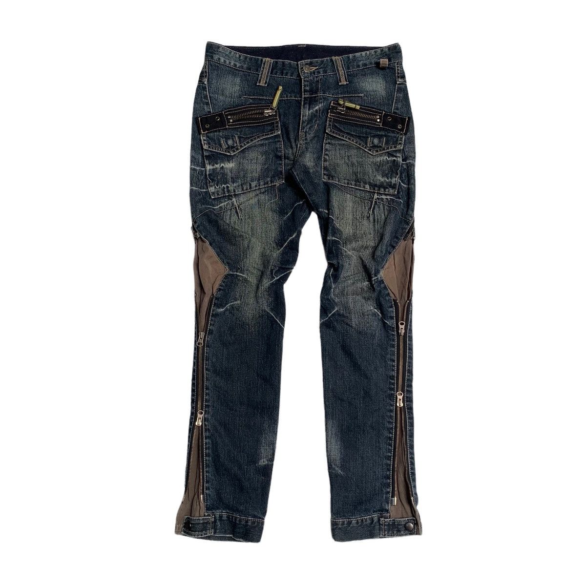 PPFM Y2k PPFM Multi zipper denim pants Size US 33 - 2 Thumbnail