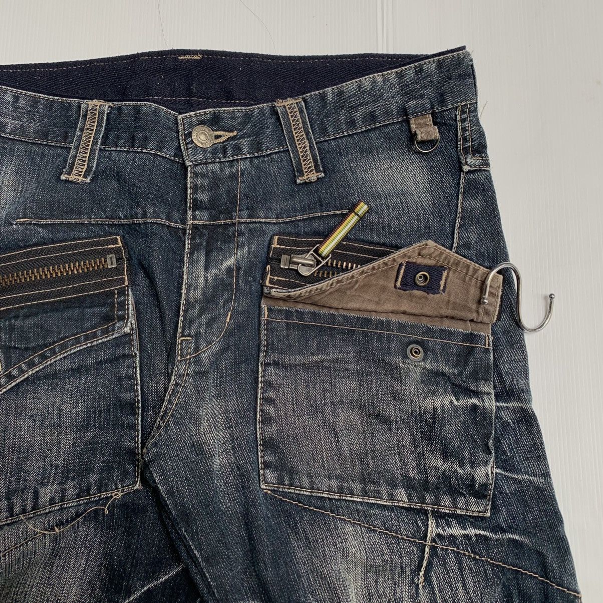 PPFM Y2k PPFM Multi zipper denim pants Size US 33 - 8 Thumbnail