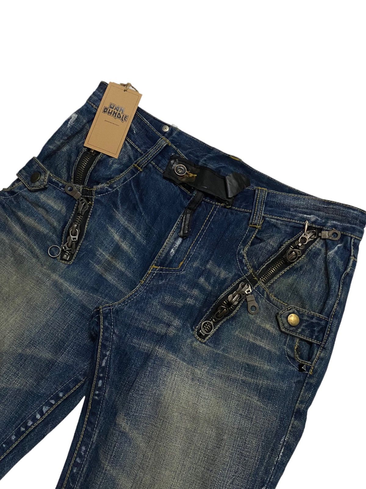 Japanese Brand Semantic Design Multipockets Bondage Punk Style Jeans Size US 31 - 2 Thumbnail