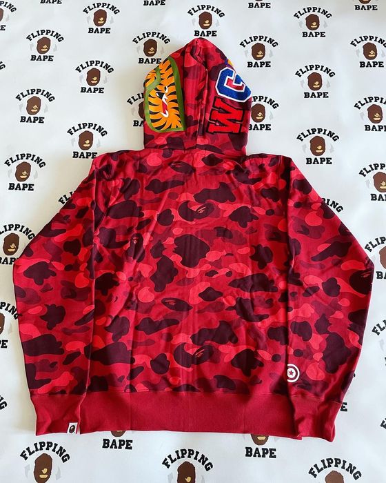 BAPE Color Camo Tiger Shark Wide Full Zip Double Hoodie (SS22