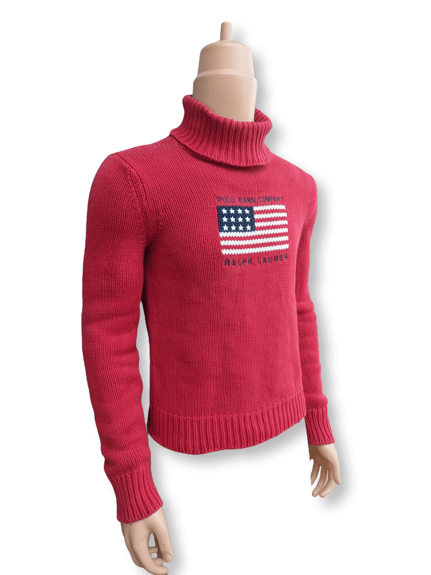 image of Vintage Polo Ralph Laurent Turtle Neck Knitwear Sweater in Red, Women's (Size Small)