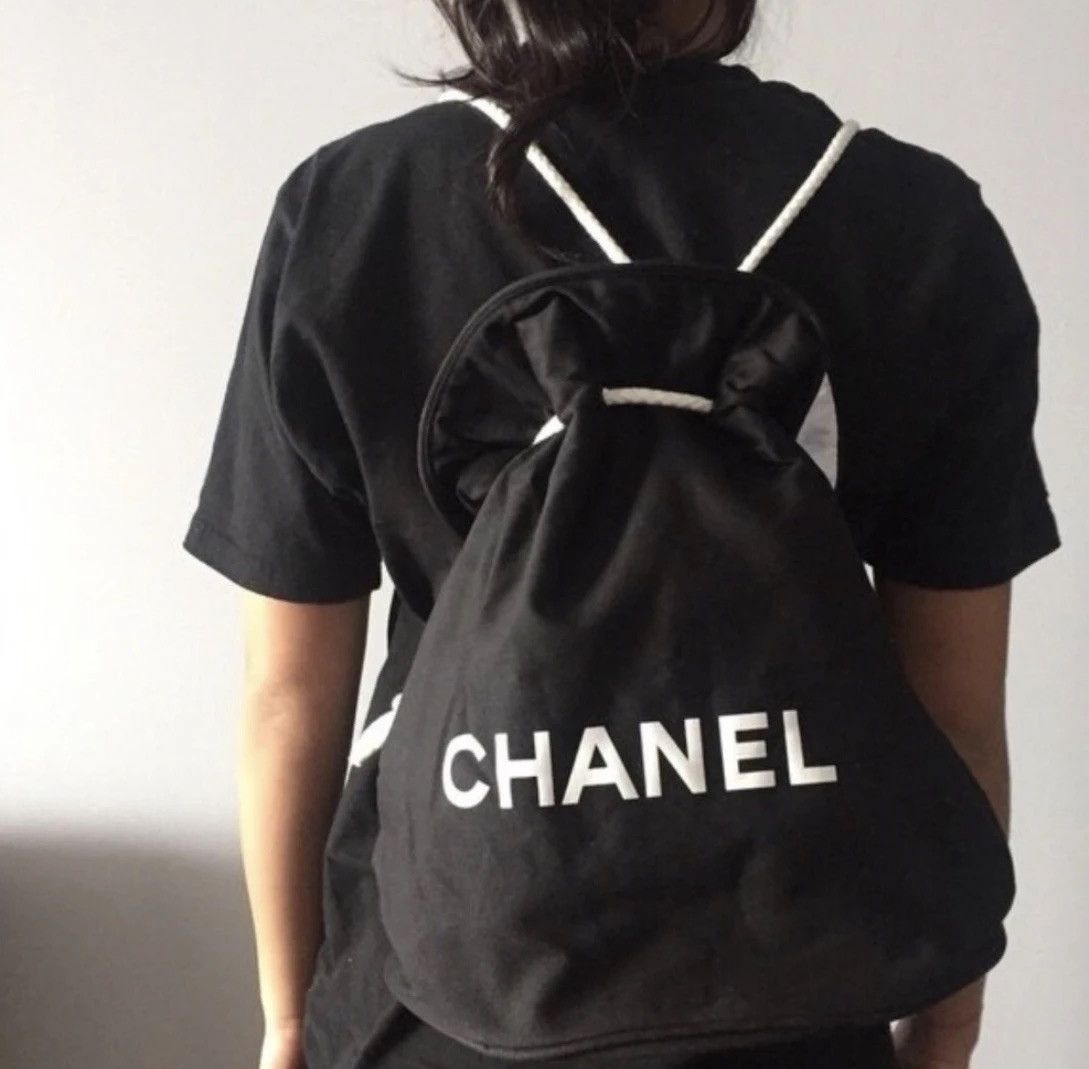 Chanel Chanel Black Canvas Drawstring Bucket Bag Backpack Size ONE SIZE - 9 Thumbnail