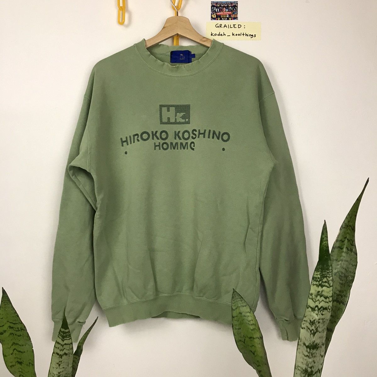 image of Hiroko Koshino Homme Sweatshirt in Green, Men's (Size Large)
