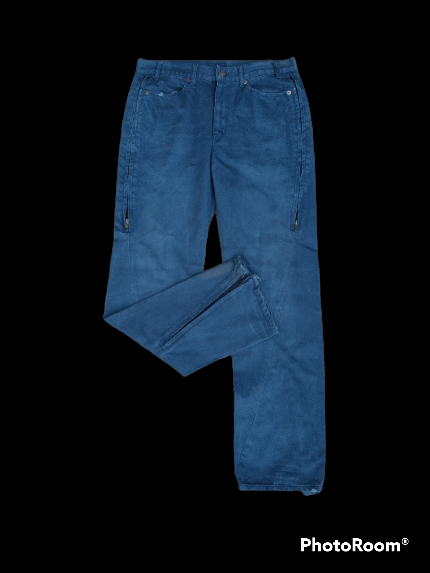If Six Was Nine × Japanese Brand DiSTRESSED BONDAGE GRAGE BLUE DENIM PANTS Size US 31 - 1 Thumbnail
