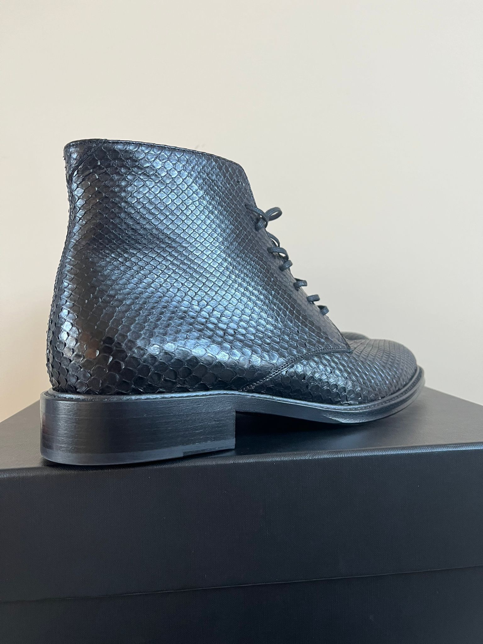 Saint Laurent Paris Army 20 Lace Up Boots with Embossed Python in Black Size US 12 / EU 45 - 6 Thumbnail
