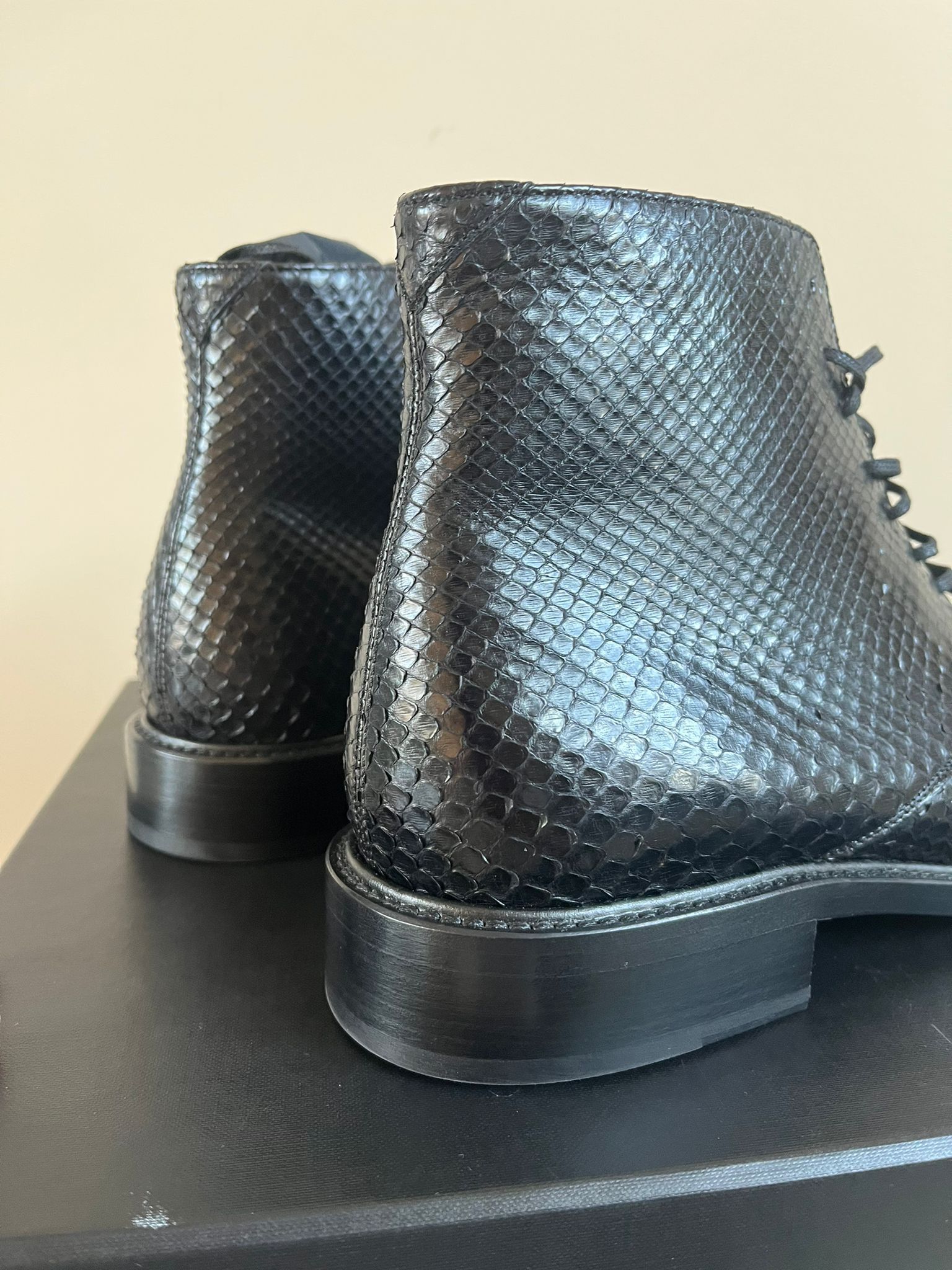 Saint Laurent Paris Army 20 Lace Up Boots with Embossed Python in Black Size US 12 / EU 45 - 16 Thumbnail