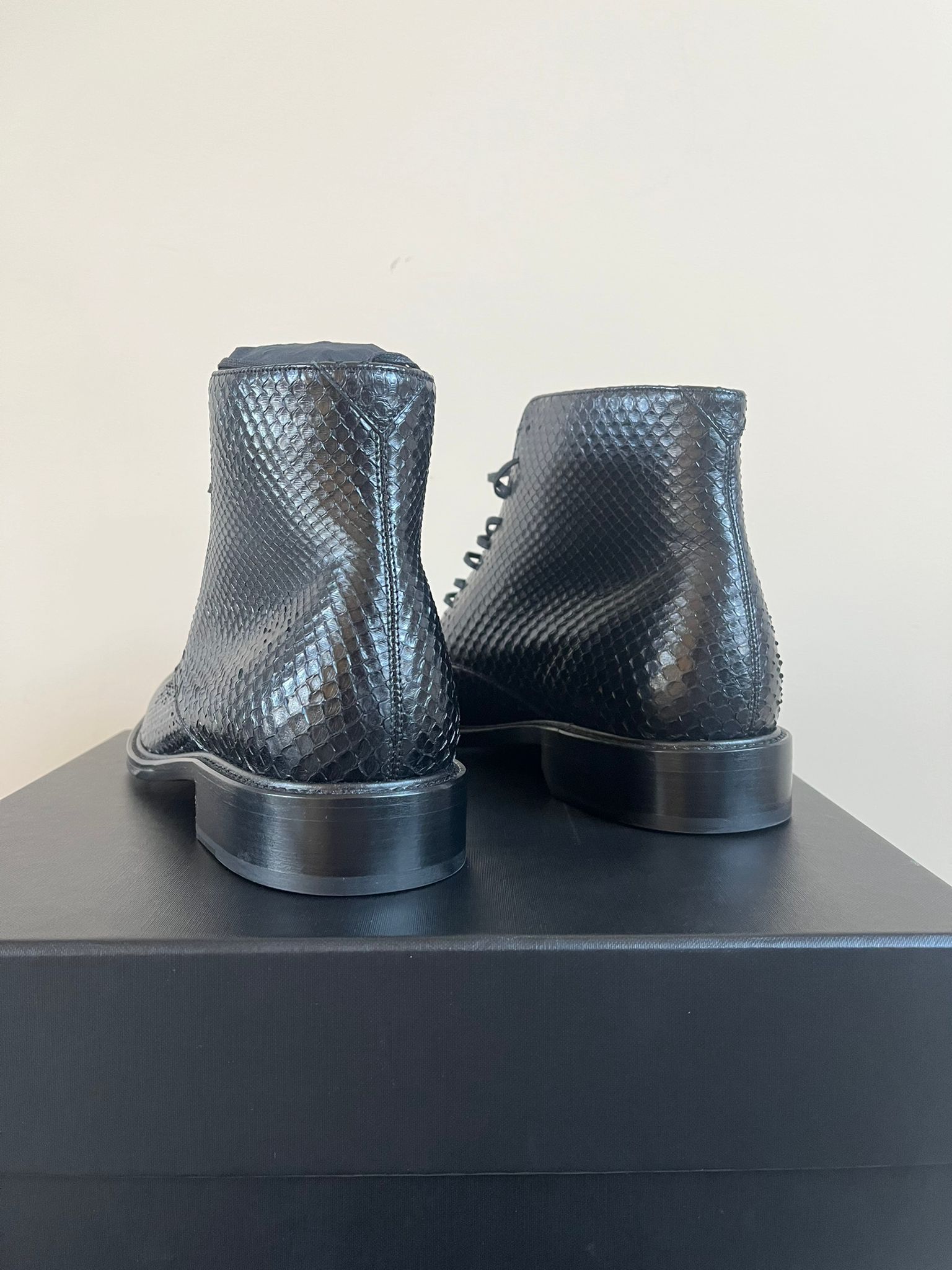 Saint Laurent Paris Army 20 Lace Up Boots with Embossed Python in Black Size US 12 / EU 45 - 17 Thumbnail