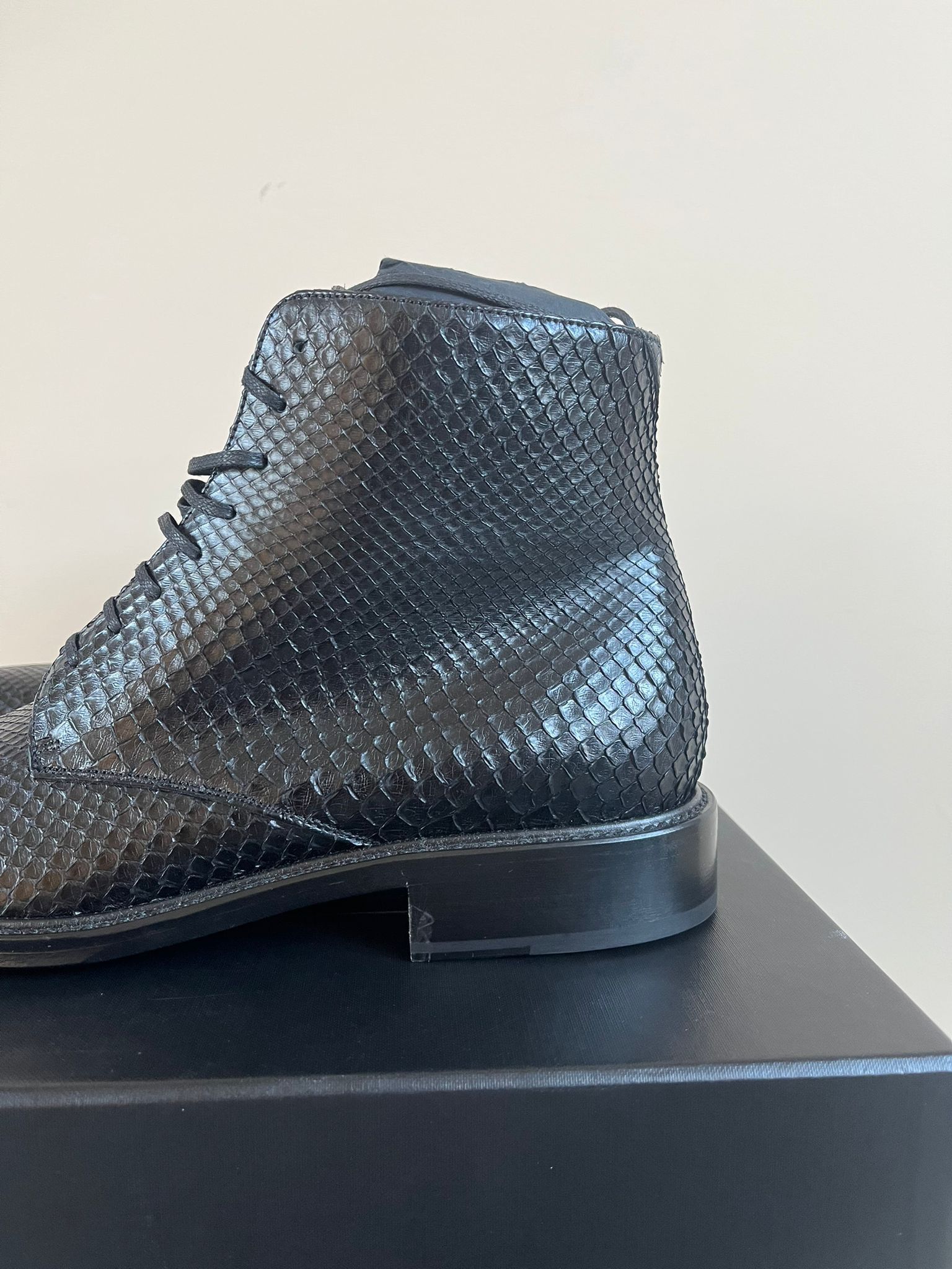 Saint Laurent Paris Army 20 Lace Up Boots with Embossed Python in Black Size US 12 / EU 45 - 14 Thumbnail
