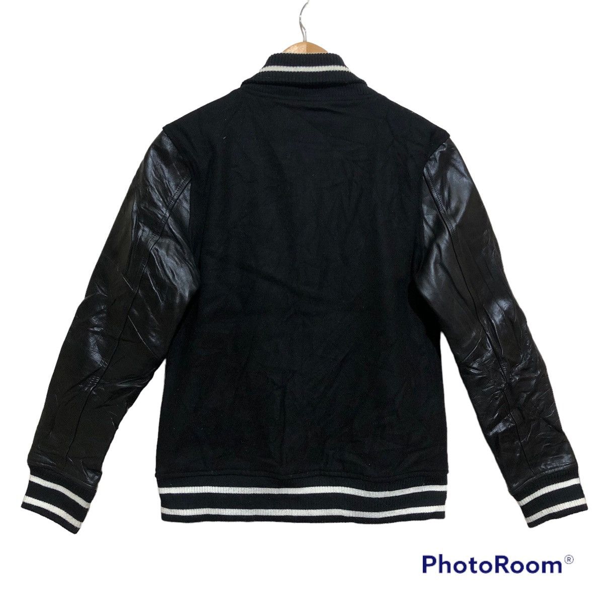 Other Rare‼️🔥Gennaro Blank Black Varsity Leather Sleeve Jacket Size US S / EU 44-46 / 1 - 2 Thumbnail