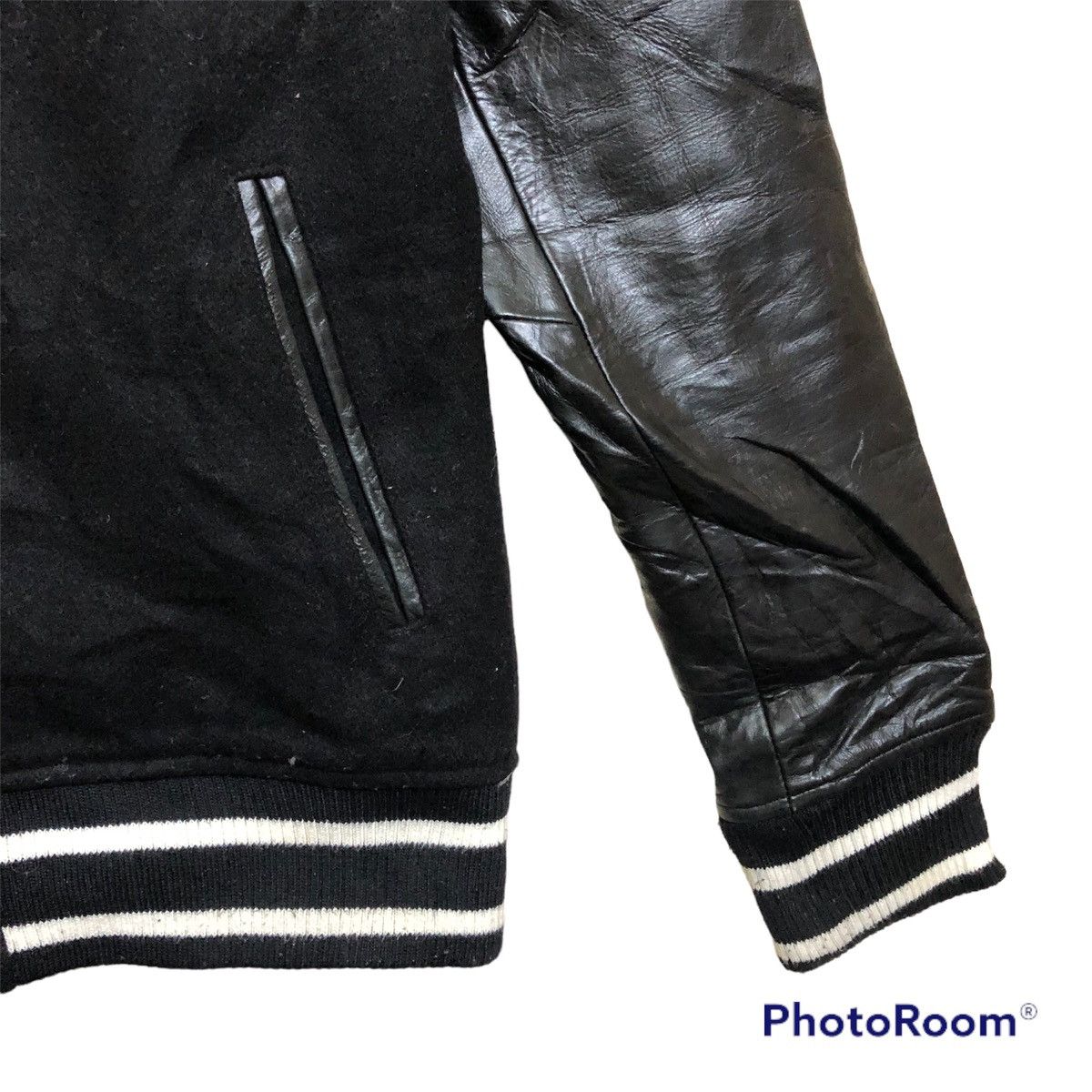 Other Rare‼️🔥Gennaro Blank Black Varsity Leather Sleeve Jacket Size US S / EU 44-46 / 1 - 6 Thumbnail