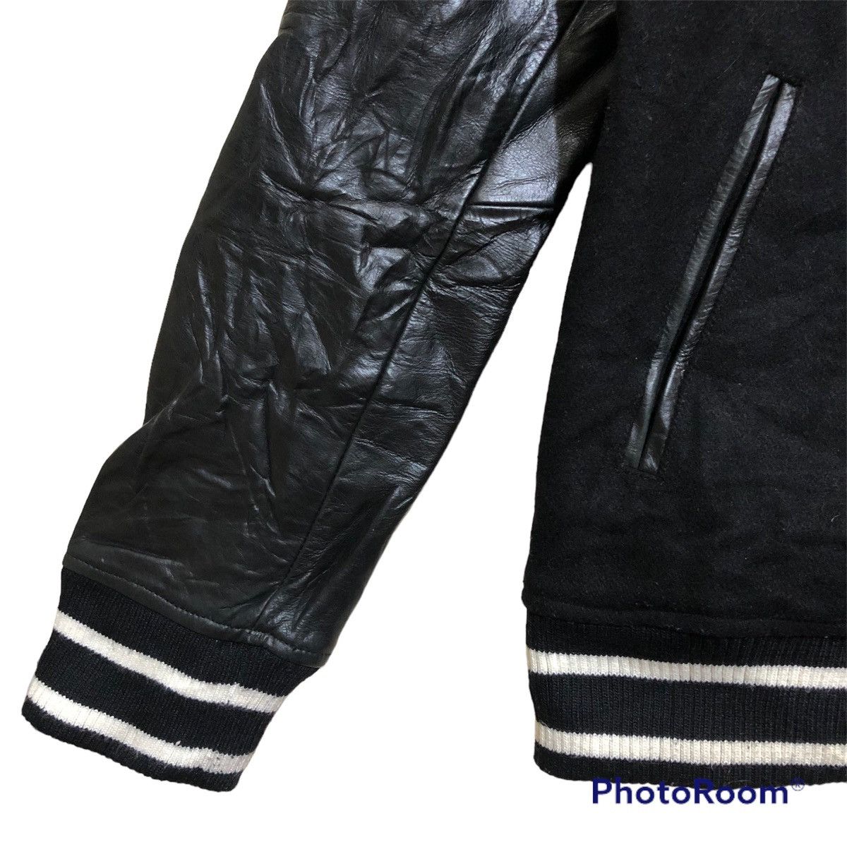 Other Rare‼️🔥Gennaro Blank Black Varsity Leather Sleeve Jacket Size US S / EU 44-46 / 1 - 7 Thumbnail