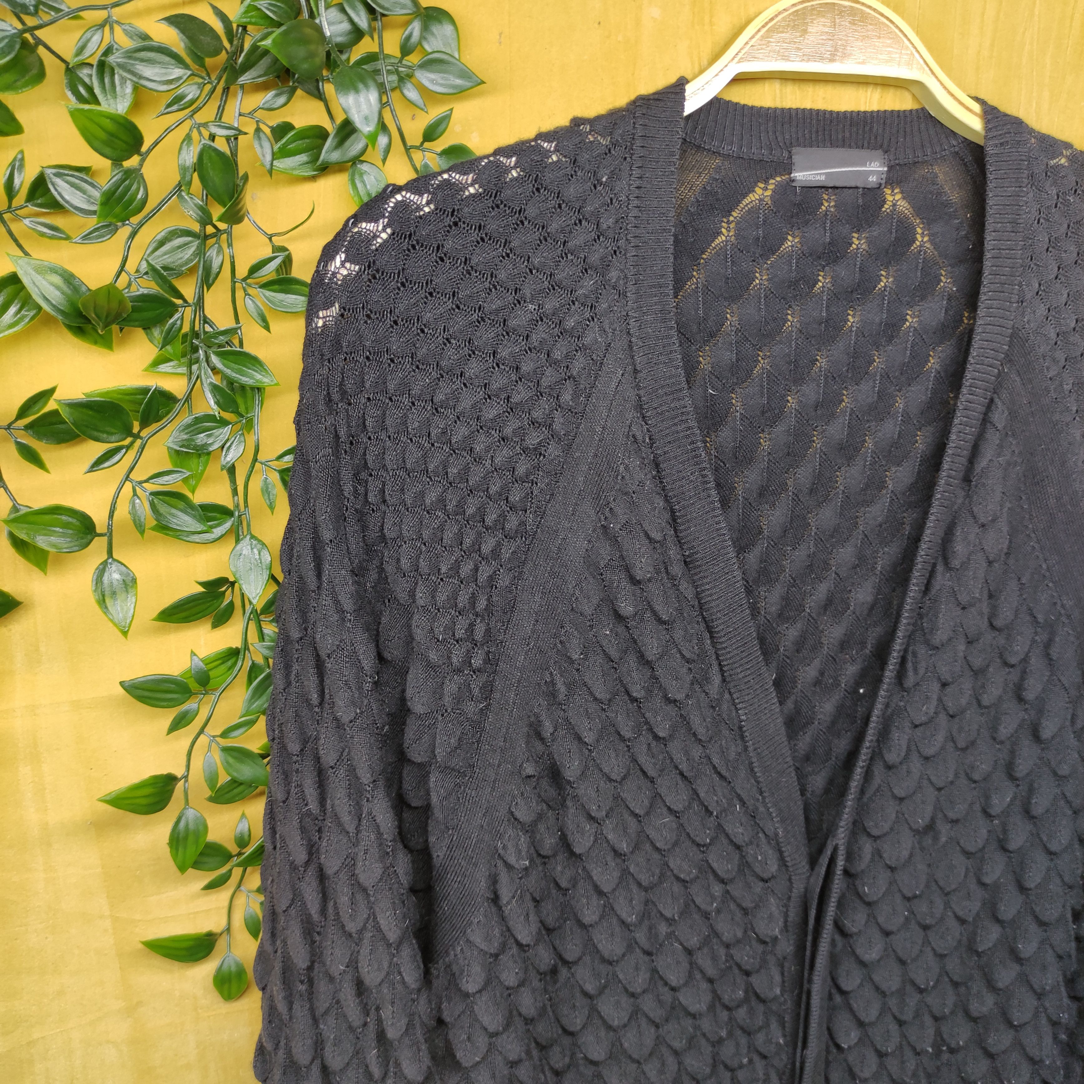 Lad Musician a54 Lad Musician Knitwear Black Embossed Cardigan Size US M / EU 48-50 / 2 - 6 Thumbnail