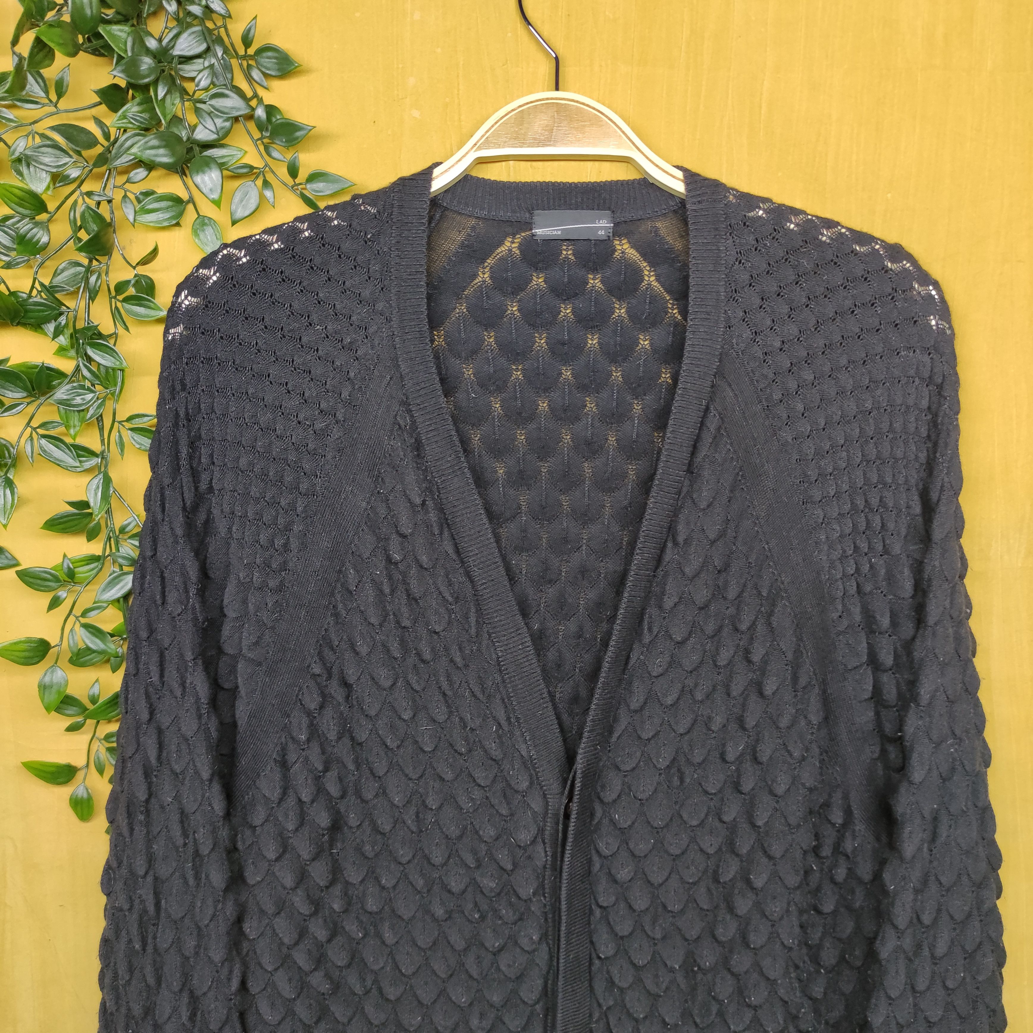 Lad Musician a54 Lad Musician Knitwear Black Embossed Cardigan Size US M / EU 48-50 / 2 - 4 Thumbnail