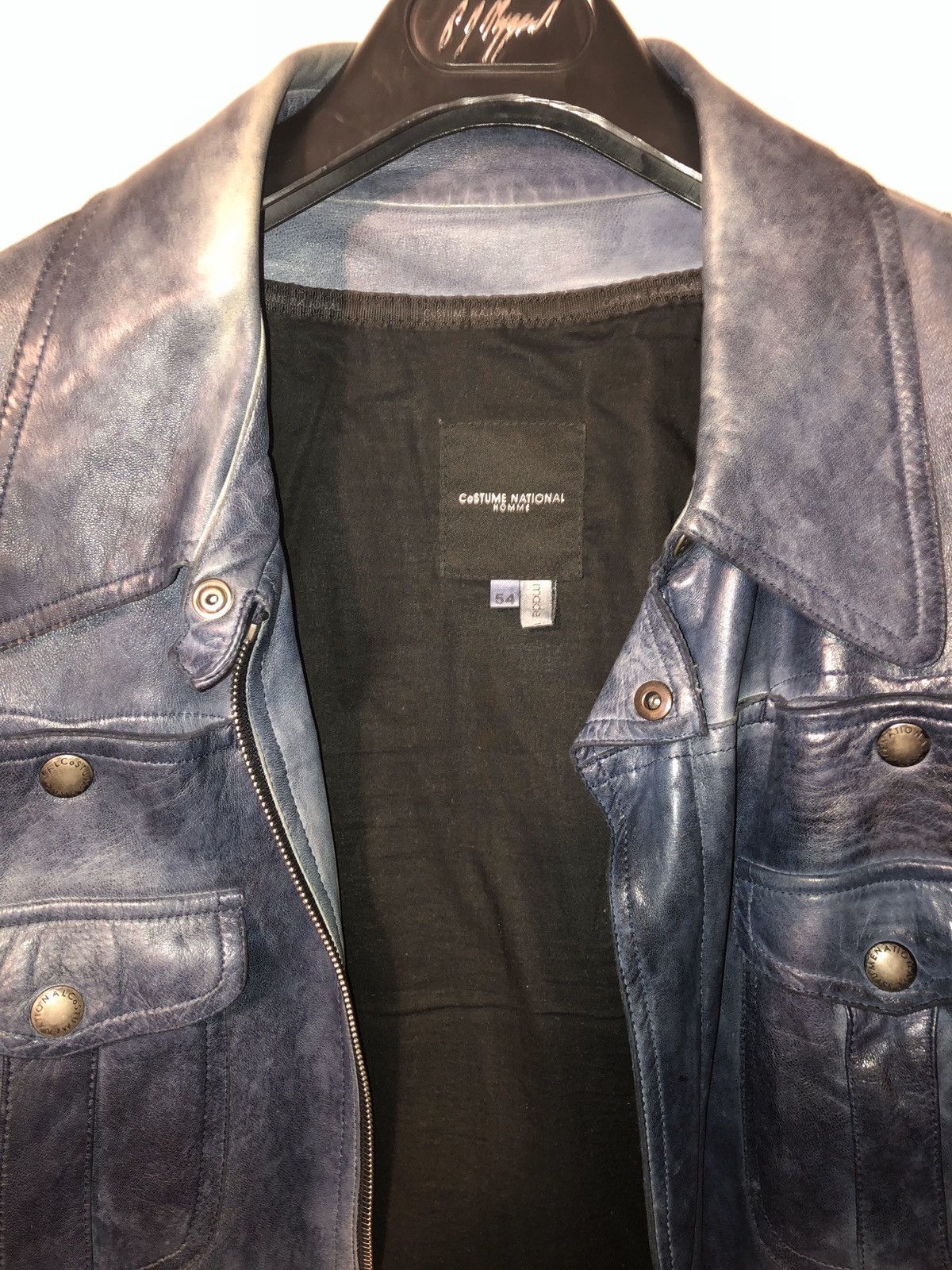 Costume National Leather Jacket Dark Navy Size US M / EU 48-50 / 2 - 3 Thumbnail