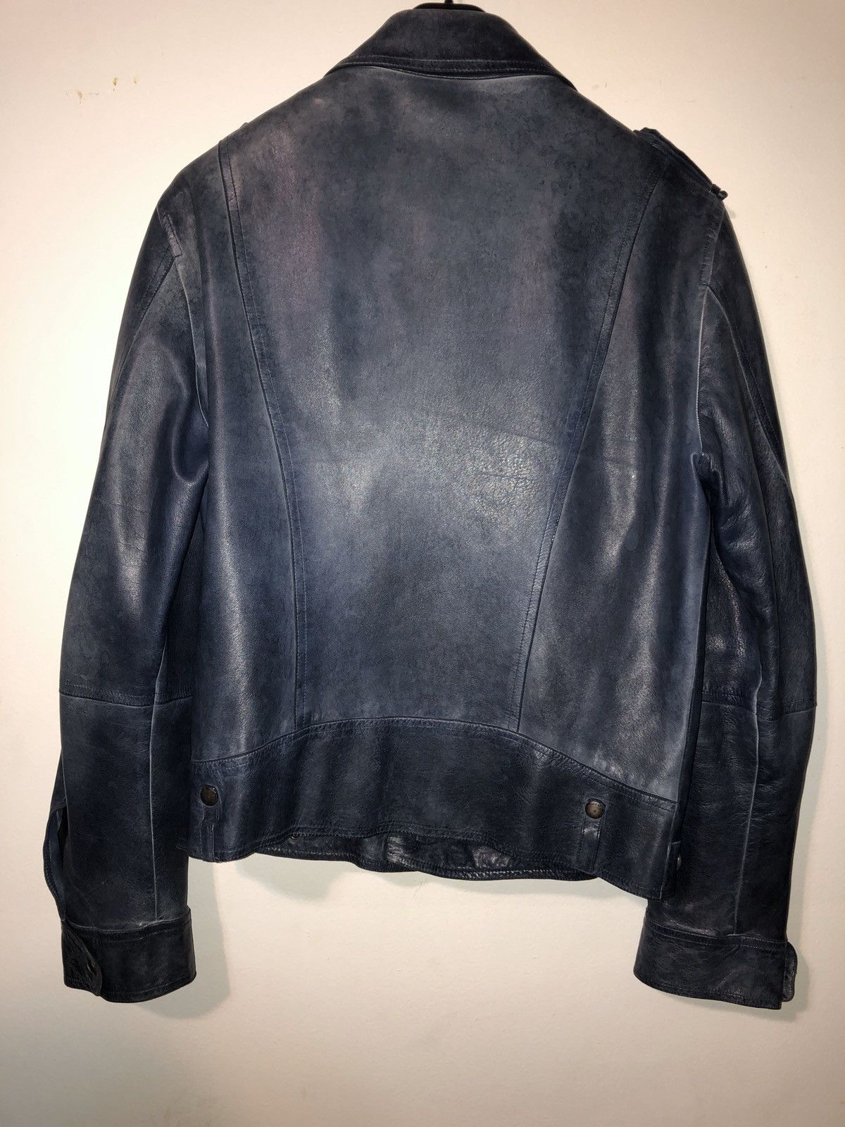 Costume National Leather Jacket Dark Navy Size US M / EU 48-50 / 2 - 4 Thumbnail