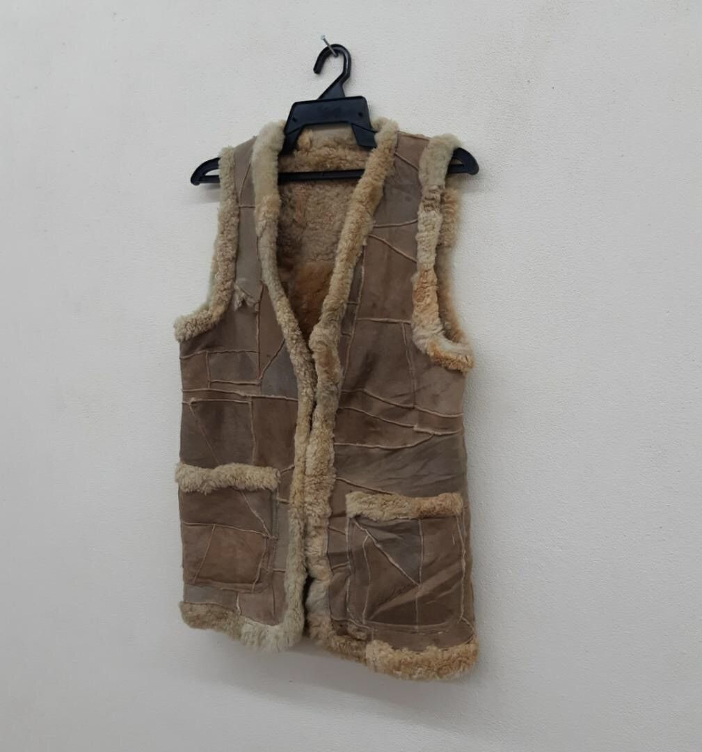 Vintage 🔥DHL EXPRESS🔥 Sherpa Leather vest Nice Design Size US S / EU 44-46 / 1 - 3 Thumbnail