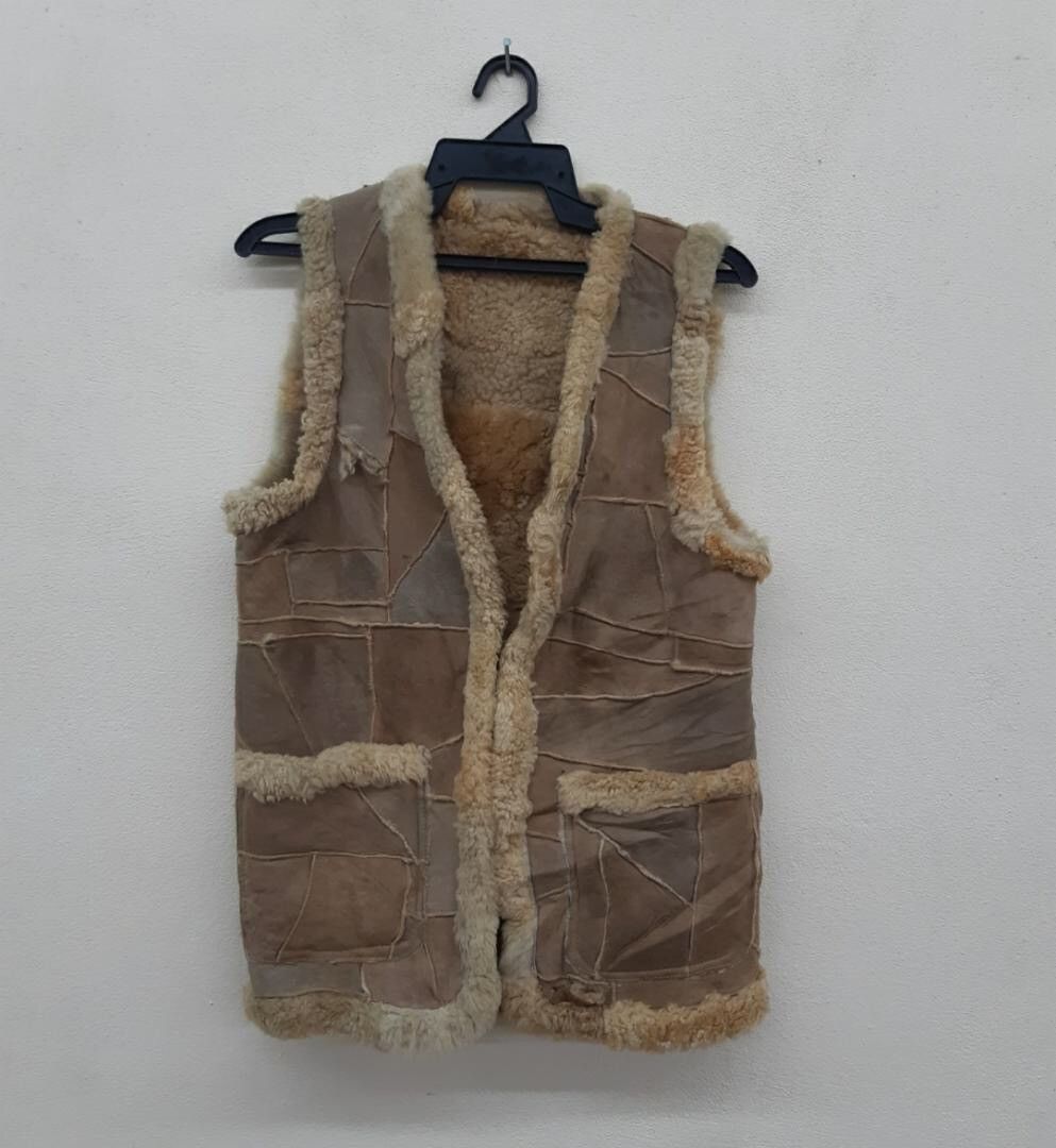Vintage 🔥DHL EXPRESS🔥 Sherpa Leather vest Nice Design Size US S / EU 44-46 / 1 - 1 Thumbnail