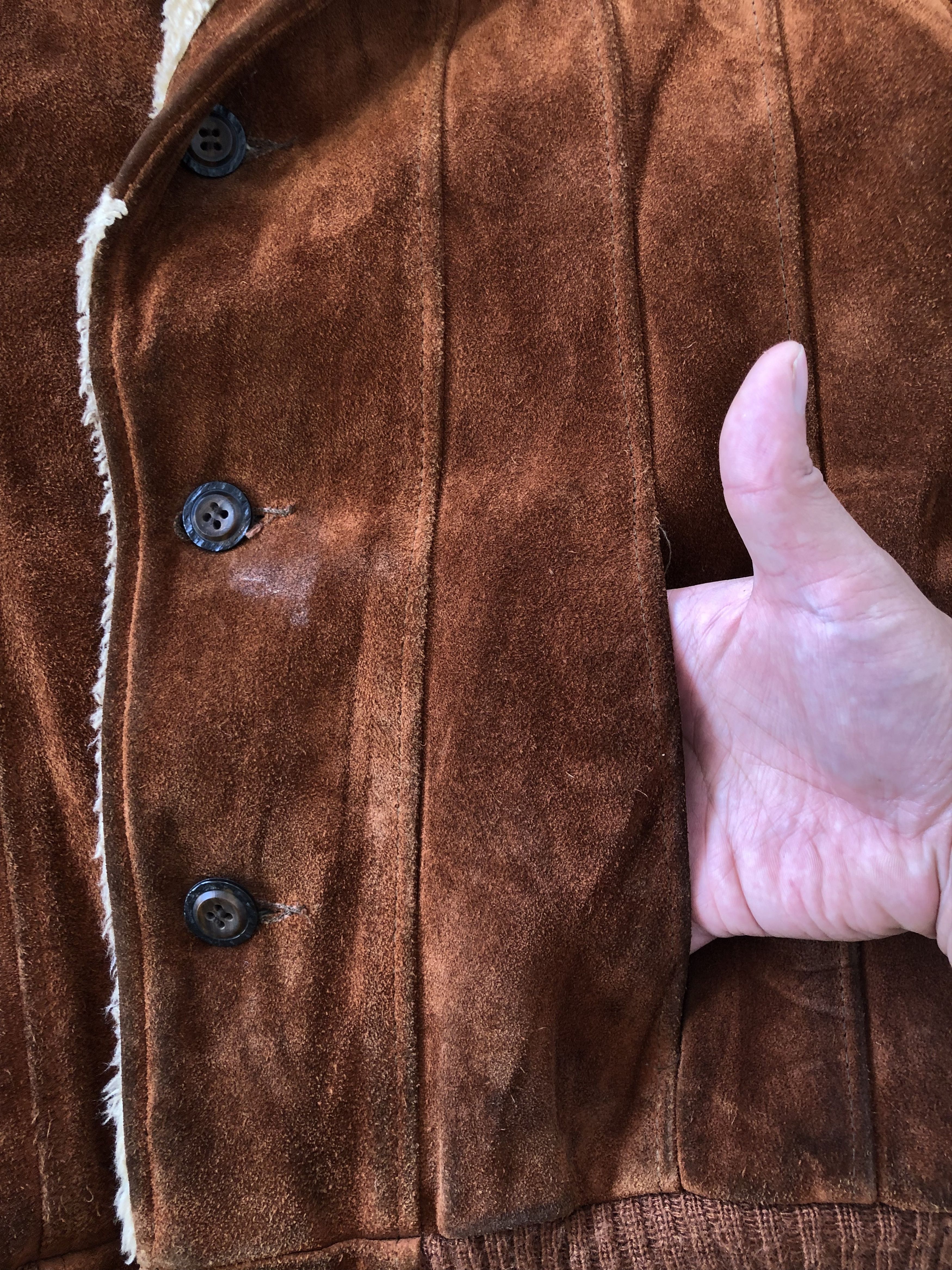 Genuine Leather RARE🔥VINTAGE 80’S BERMANS SHEARLING SUEDE LEATHER JACKET Size US M / EU 48-50 / 2 - 22 Thumbnail