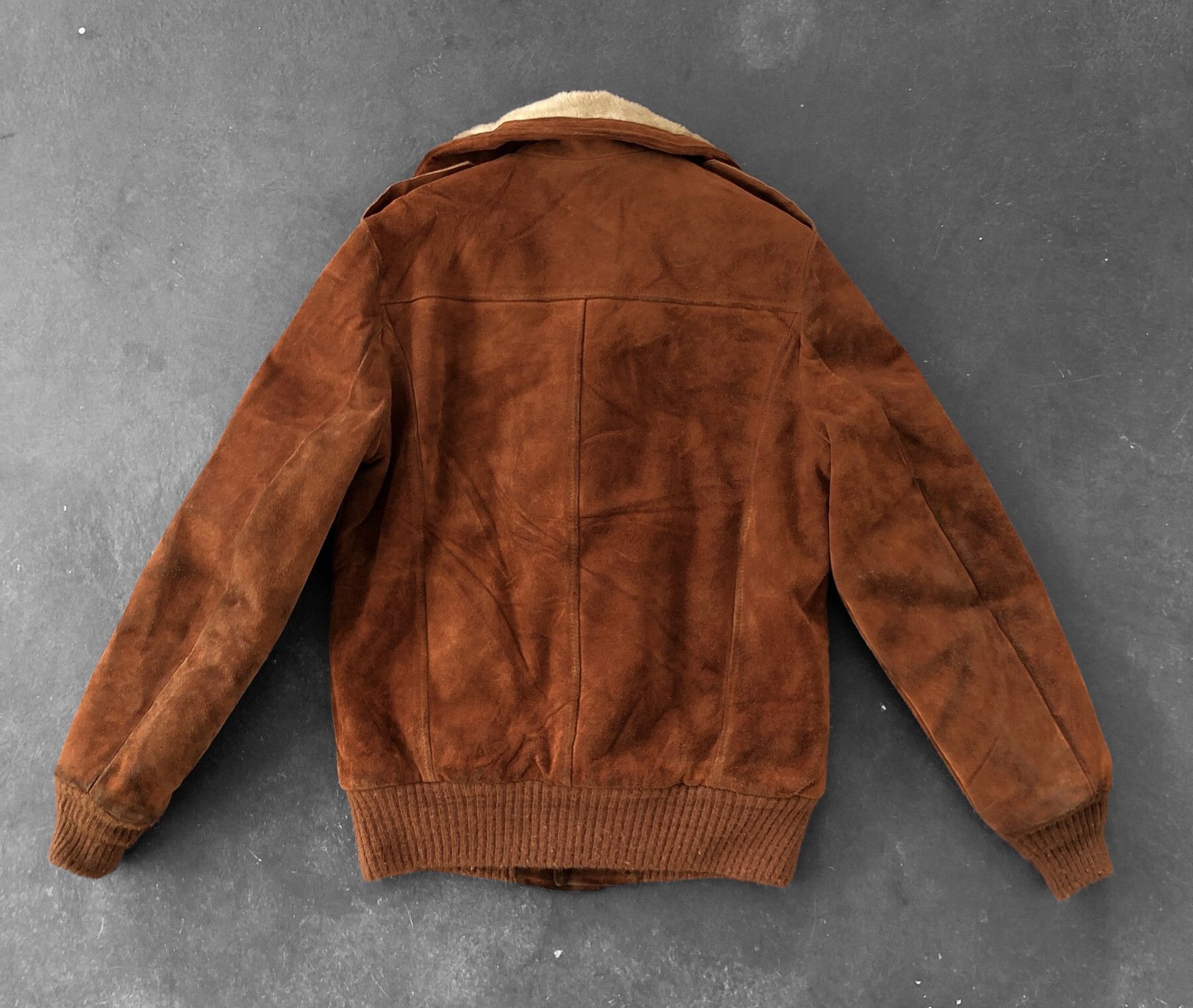 Genuine Leather RARE🔥VINTAGE 80’S BERMANS SHEARLING SUEDE LEATHER JACKET Size US M / EU 48-50 / 2 - 3 Thumbnail