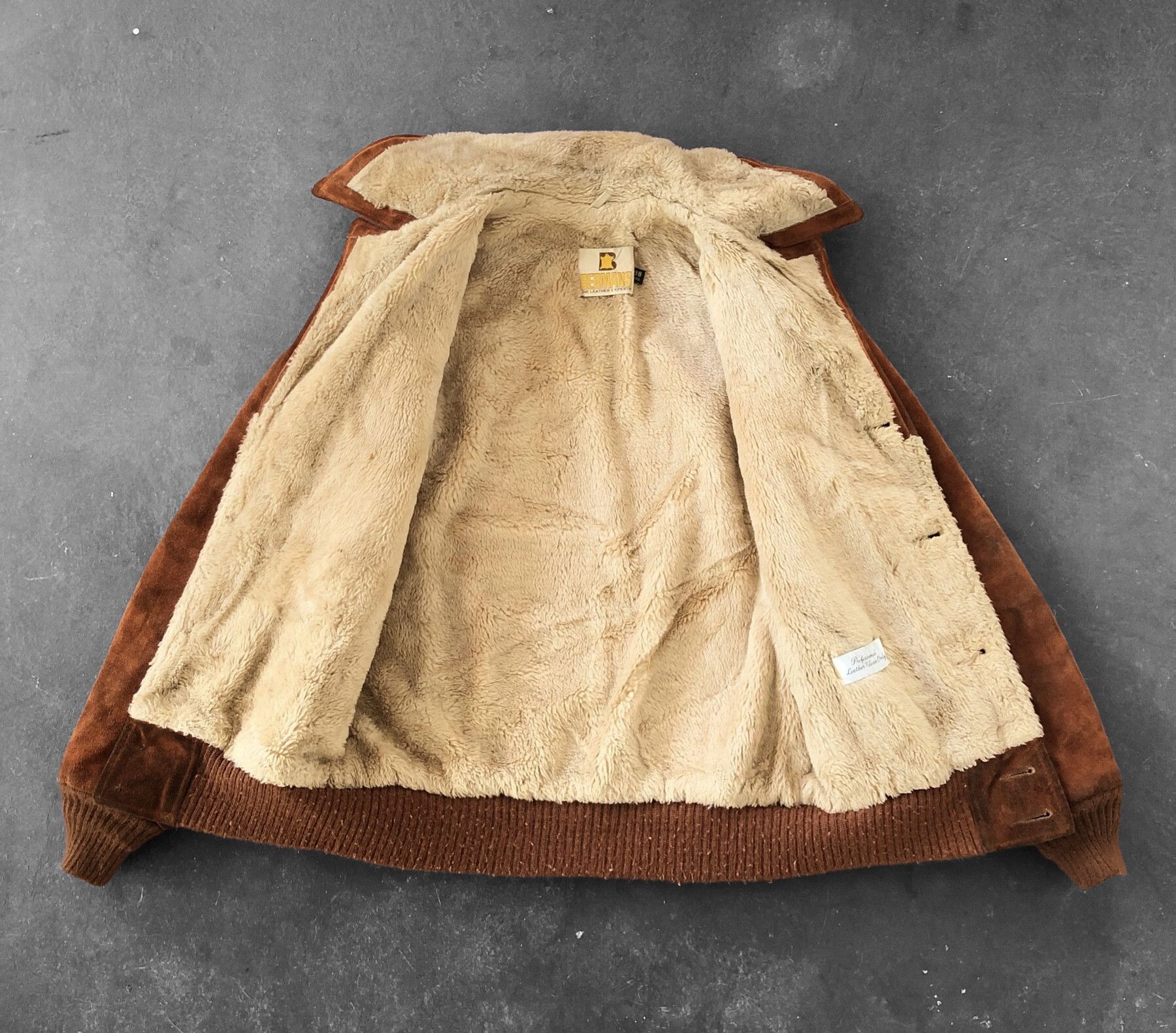 Genuine Leather RARE🔥VINTAGE 80’S BERMANS SHEARLING SUEDE LEATHER JACKET Size US M / EU 48-50 / 2 - 2 Thumbnail