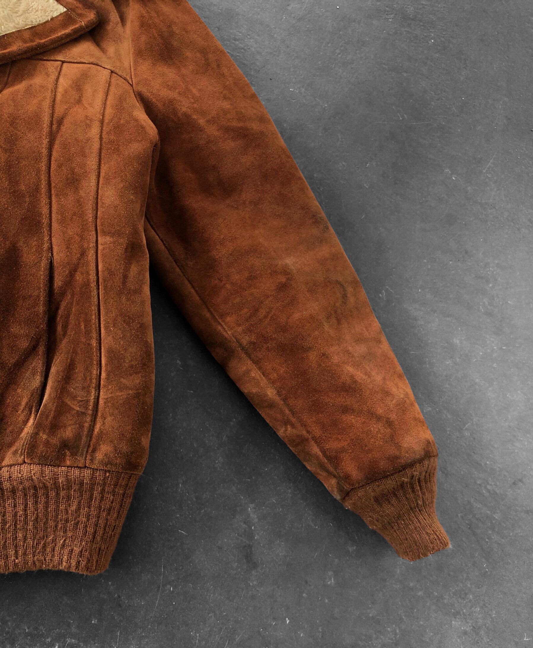 Genuine Leather RARE🔥VINTAGE 80’S BERMANS SHEARLING SUEDE LEATHER JACKET Size US M / EU 48-50 / 2 - 6 Thumbnail