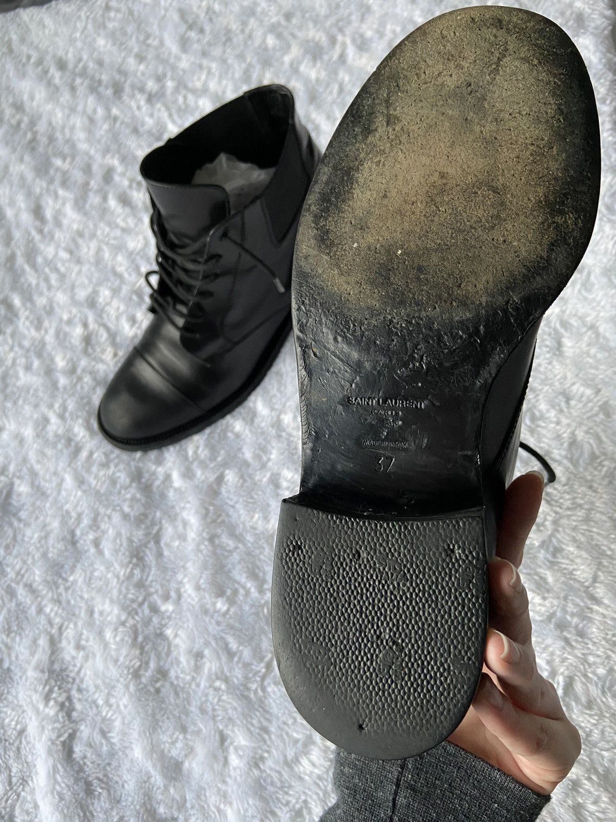 Saint Laurent Paris Saint Laurent by Hedi Slimane Leather Combat Boots Size US 7 / IT 37 - 2 Thumbnail
