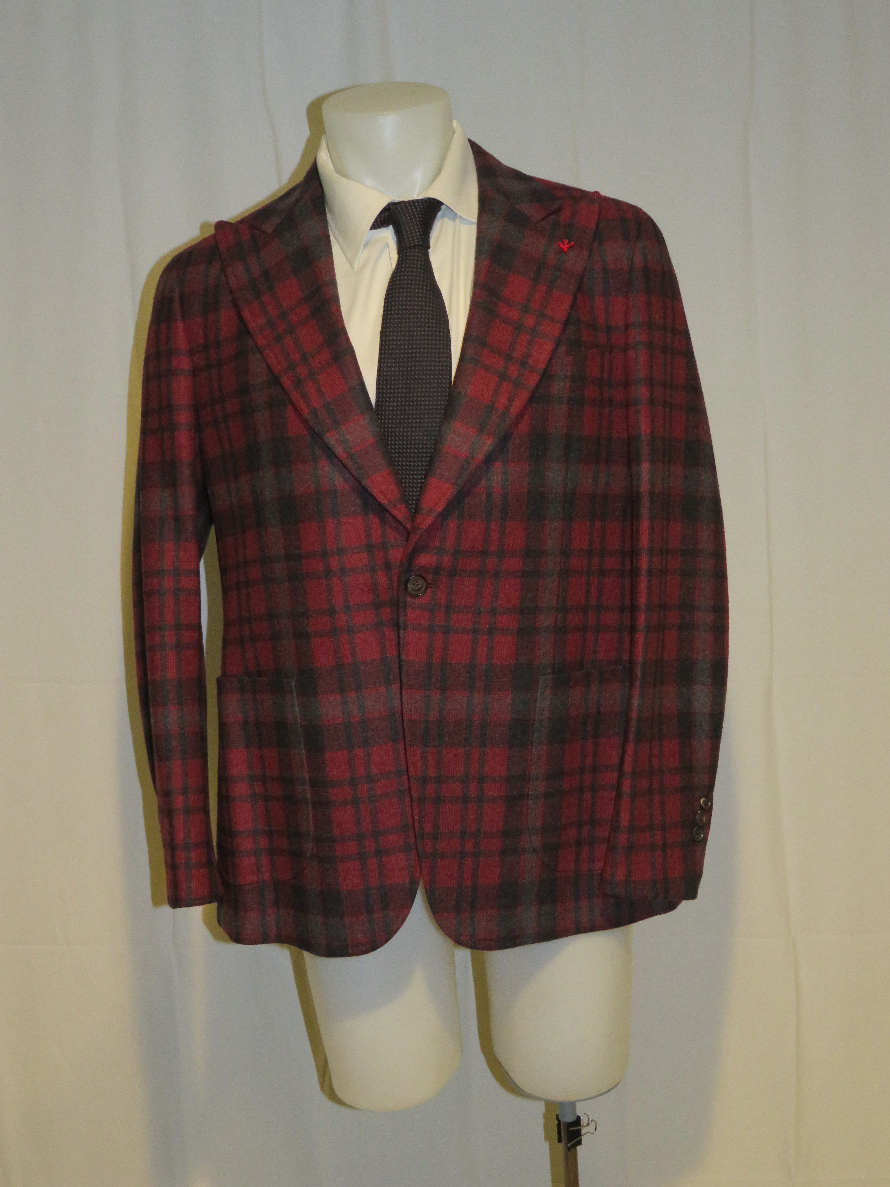Ferdinando Cashmere Blend Red Plaid Blazer 46R NWT