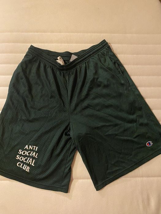 Champion Antisocial social club x champion shorts green | Grailed