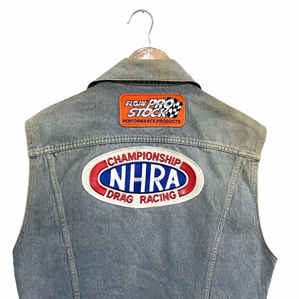 NASCAR × Vintage 💥 90s NHRA NASCAR RACING CUSTOM DENIM JACKET VEST Size US M / EU 48-50 / 2 - 3 Thumbnail