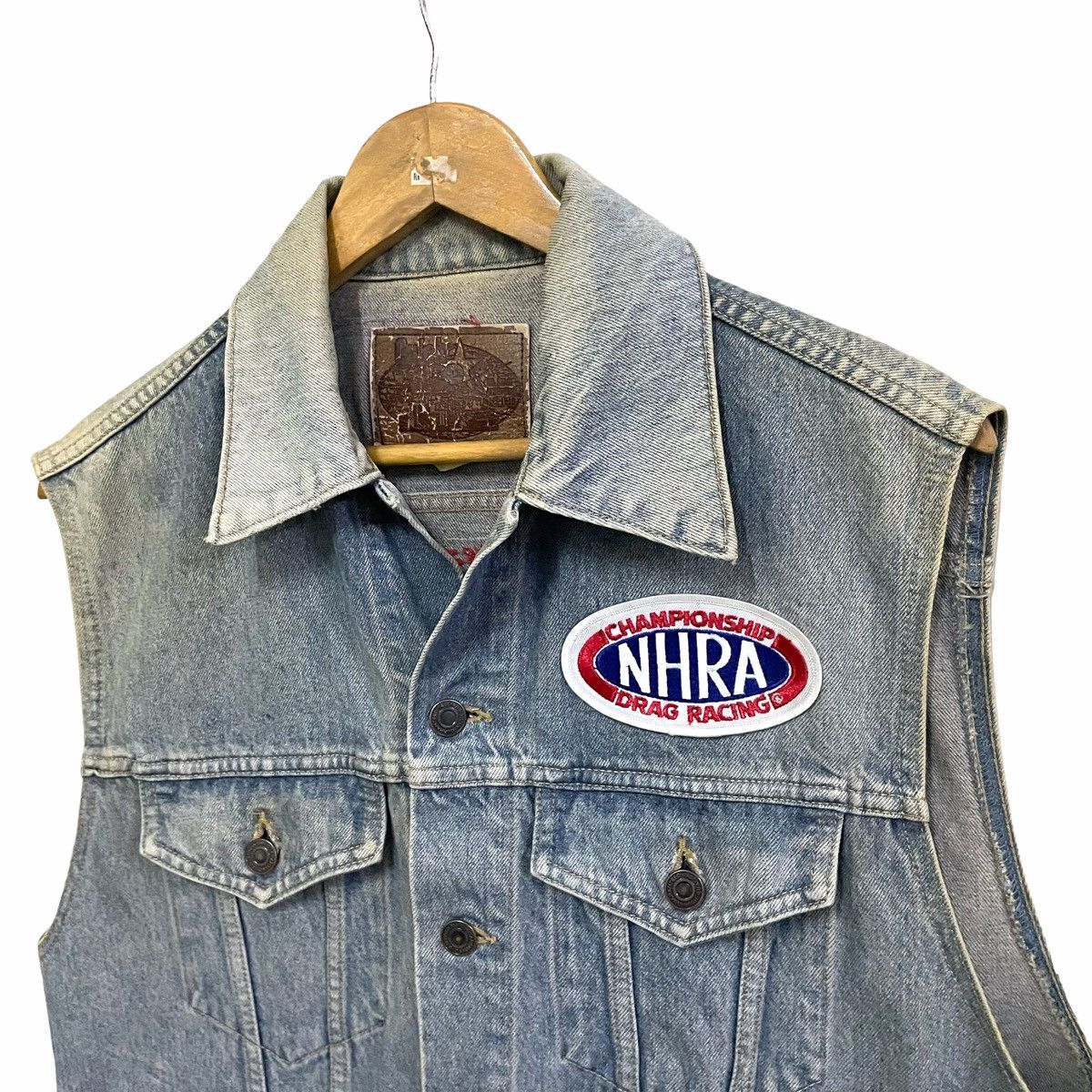 NASCAR × Vintage 💥 90s NHRA NASCAR RACING CUSTOM DENIM JACKET VEST Size US M / EU 48-50 / 2 - 5 Thumbnail