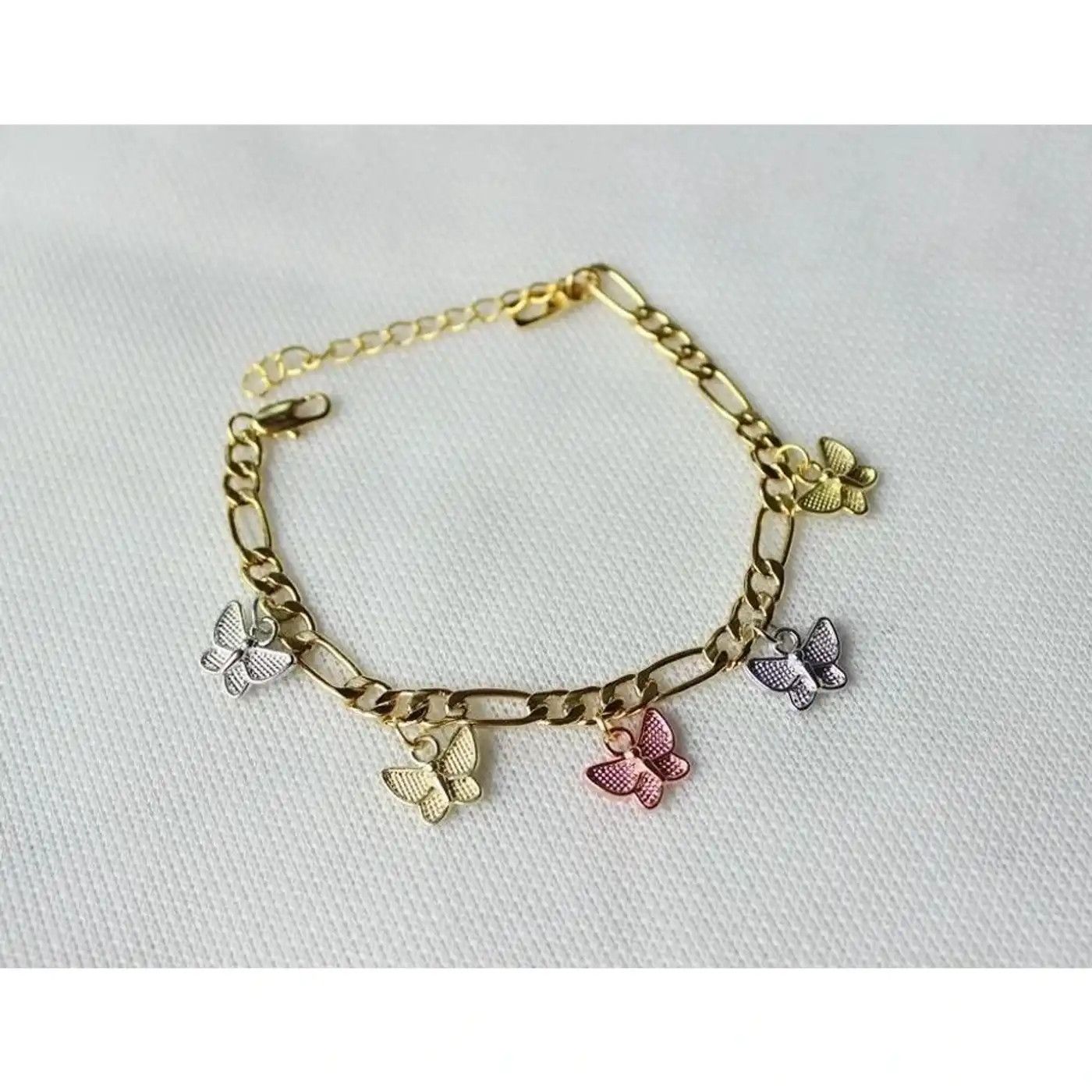 Jewelry × Vintage 14k gold plated 3-tone butterfly bracelet unisex Size ONE SIZE - 1 Thumbnail