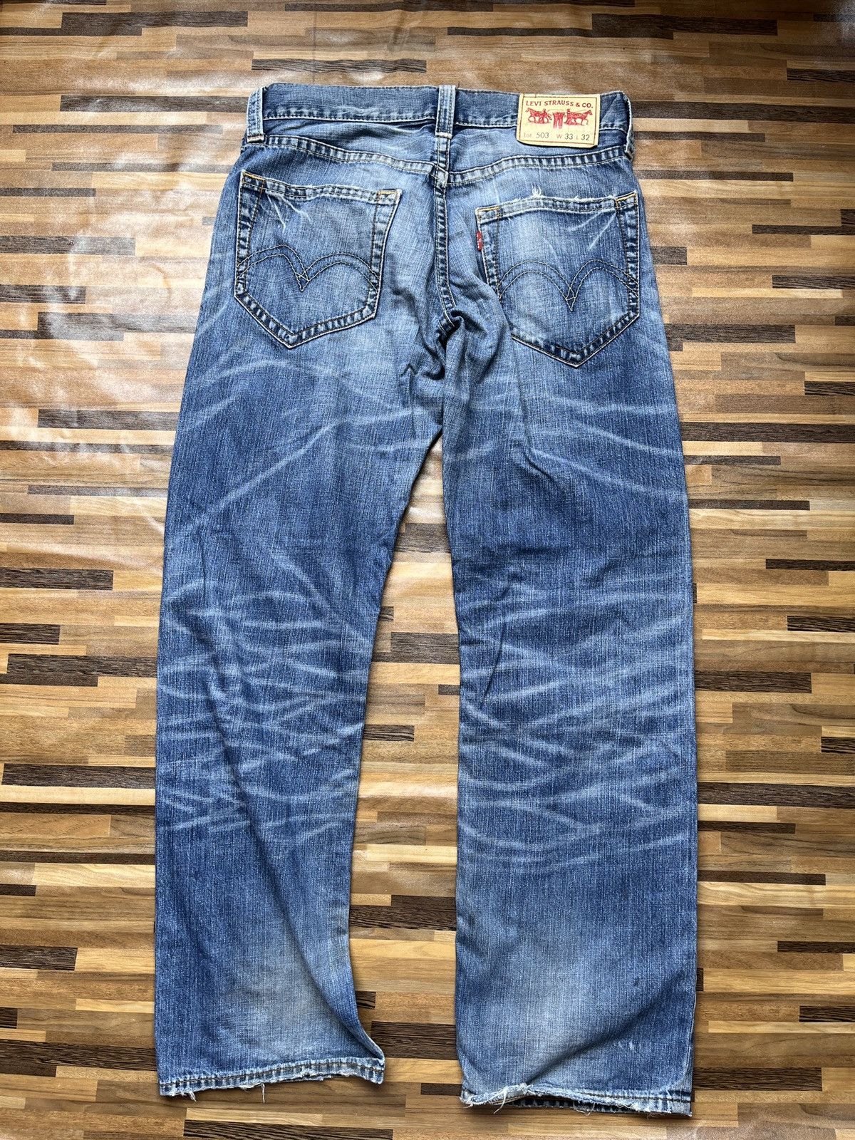 Levi's Ripped Distressed Levis 503 Vintage Denim Jeans Size US 33 - 19 Thumbnail