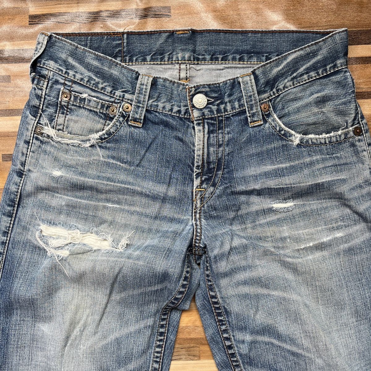 Levi's Ripped Distressed Levis 503 Vintage Denim Jeans Size US 33 - 5 Thumbnail