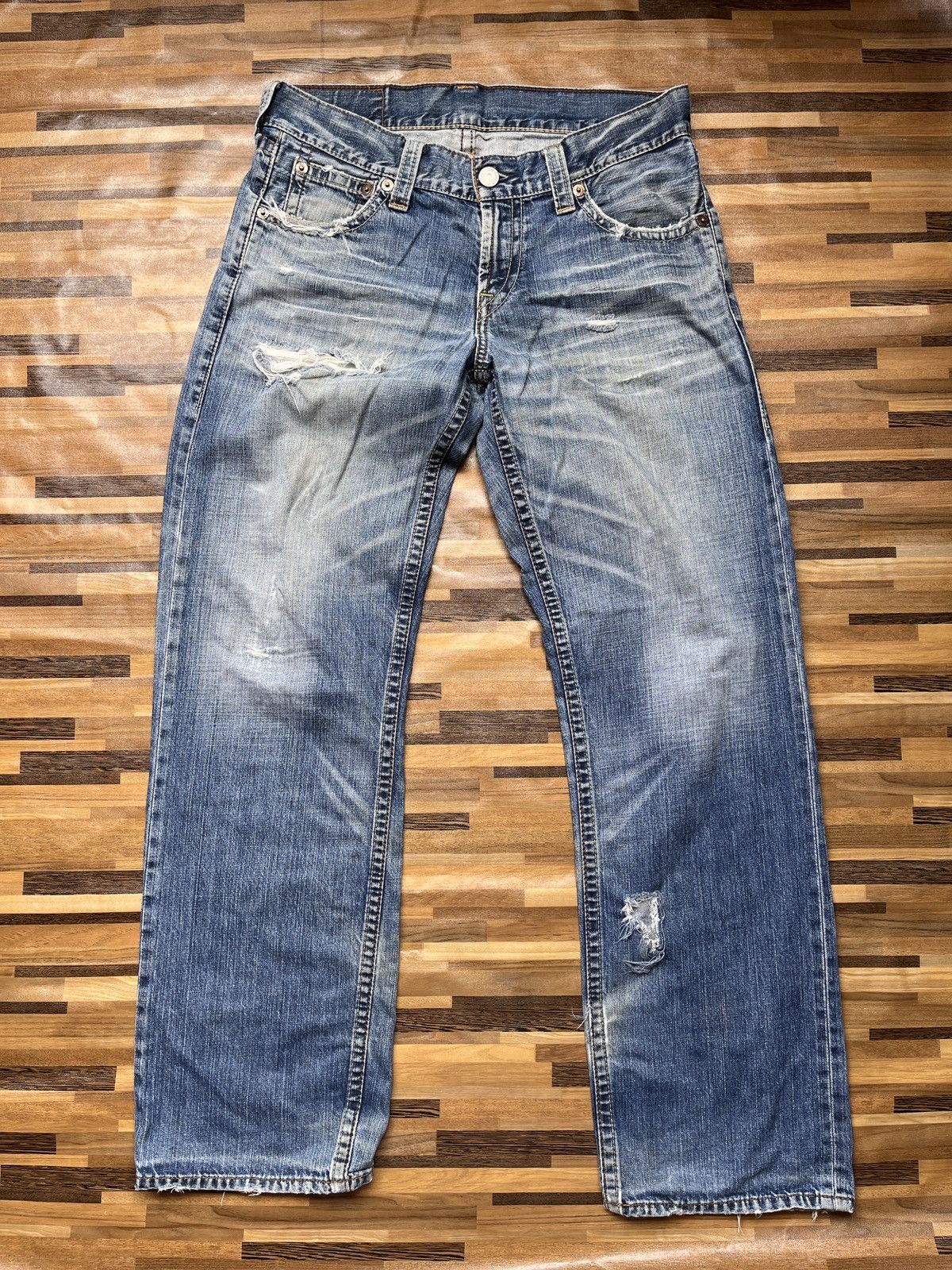 Levi's Ripped Distressed Levis 503 Vintage Denim Jeans Size US 33 - 20 Thumbnail