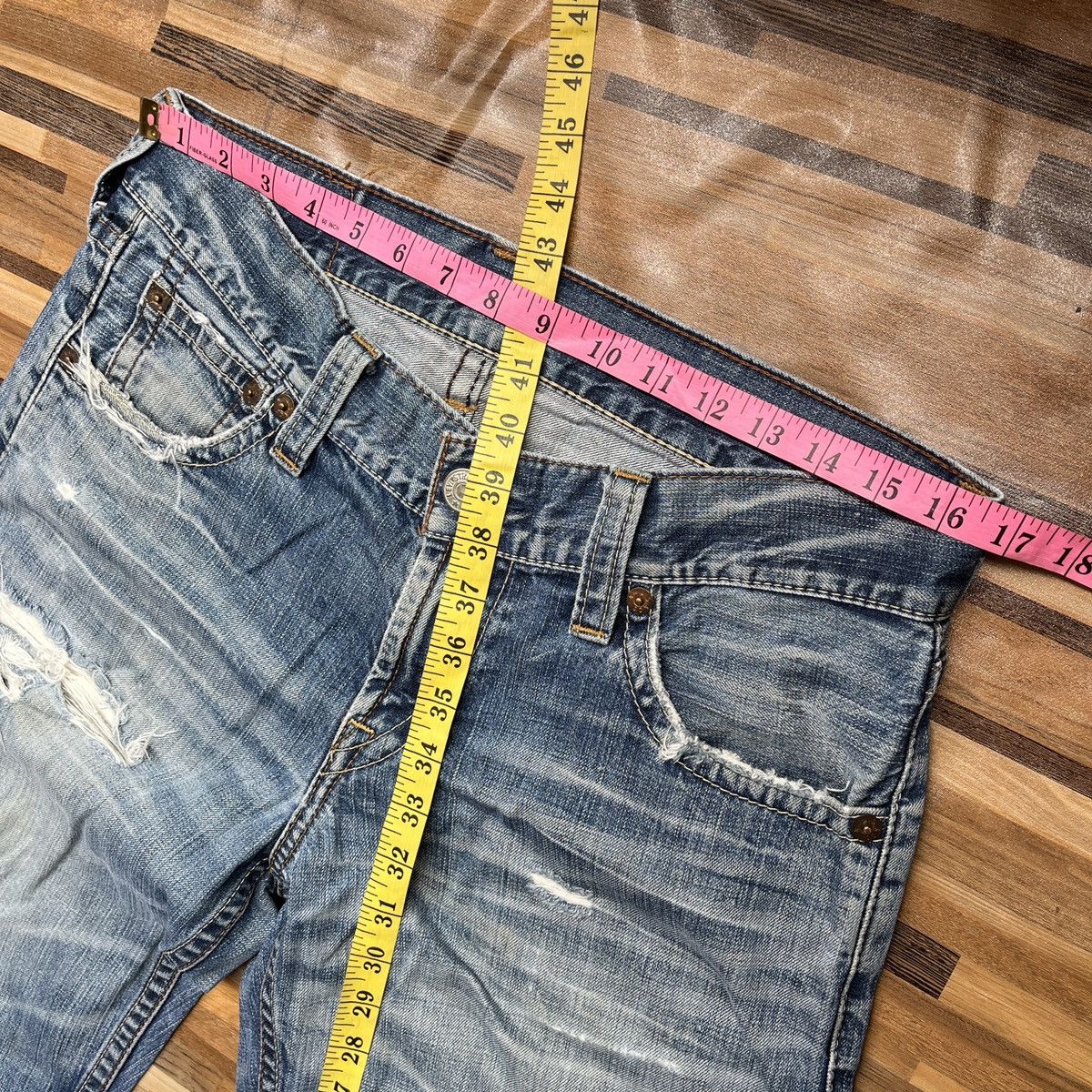Levi's Ripped Distressed Levis 503 Vintage Denim Jeans Size US 33 - 3 Thumbnail
