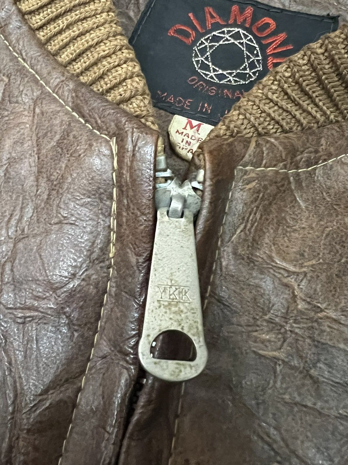Japanese Brand Diamond Japan vintage zipper leather jacket men rare🔥 Size US M / EU 48-50 / 2 - 5 Thumbnail