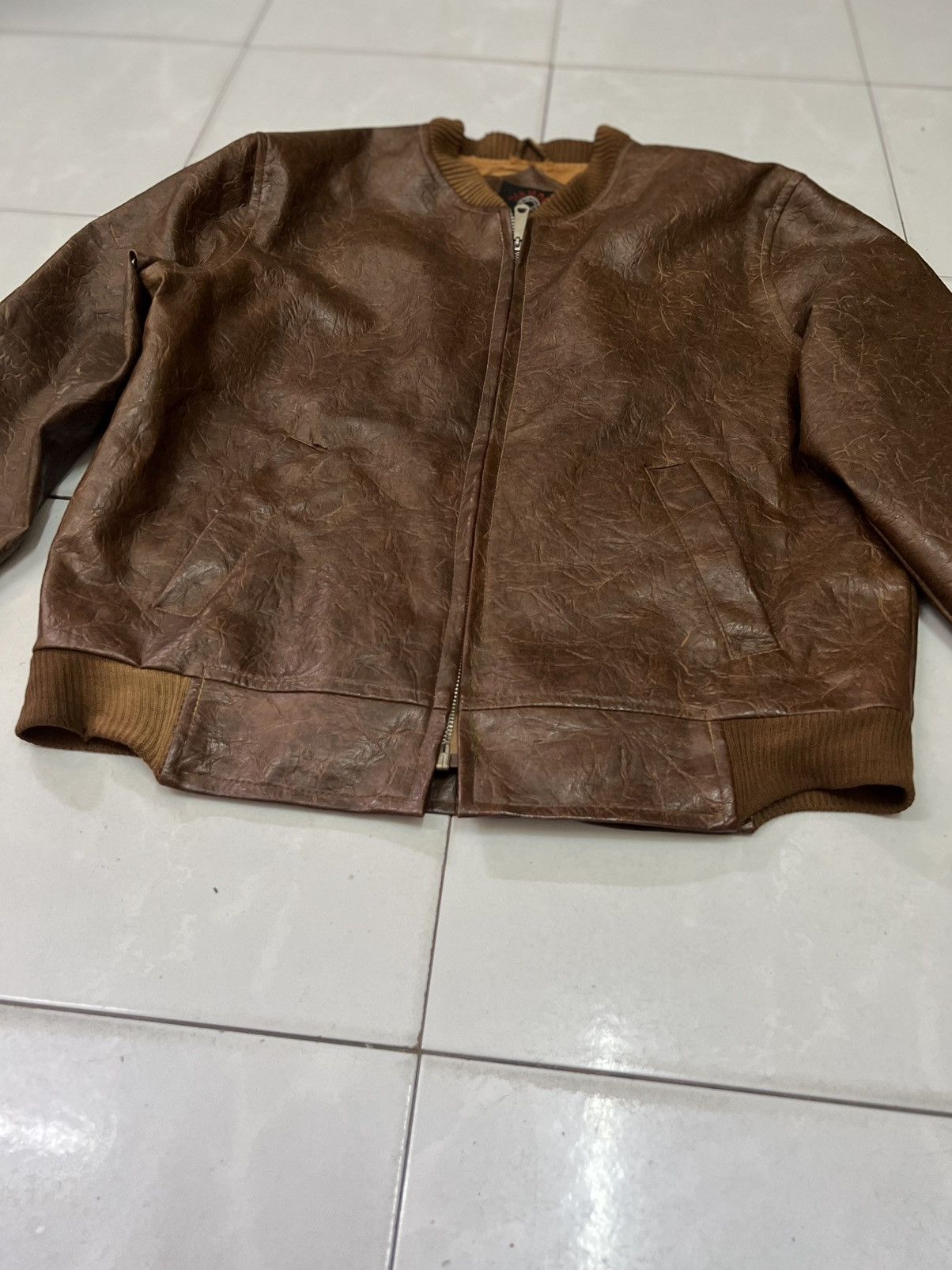 Japanese Brand Diamond Japan vintage zipper leather jacket men rare🔥 Size US M / EU 48-50 / 2 - 6 Thumbnail