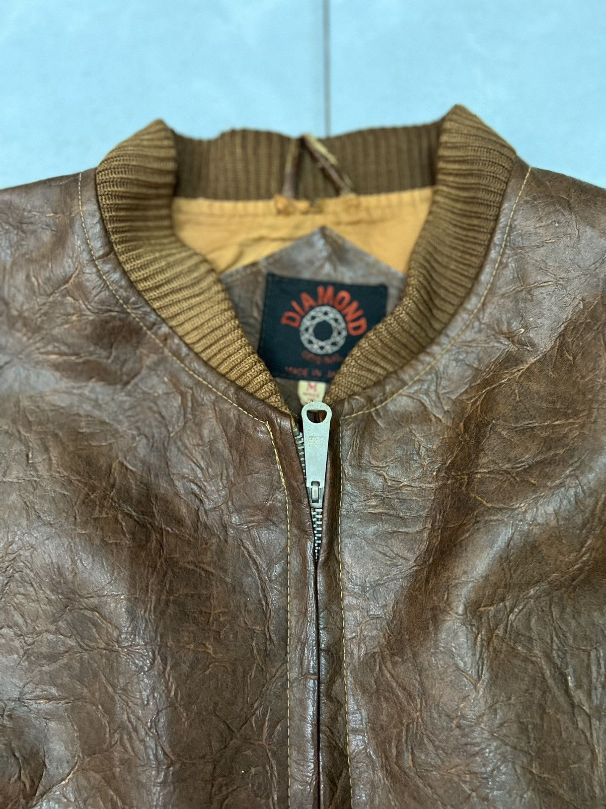 Japanese Brand Diamond Japan vintage zipper leather jacket men rare🔥 Size US M / EU 48-50 / 2 - 3 Thumbnail