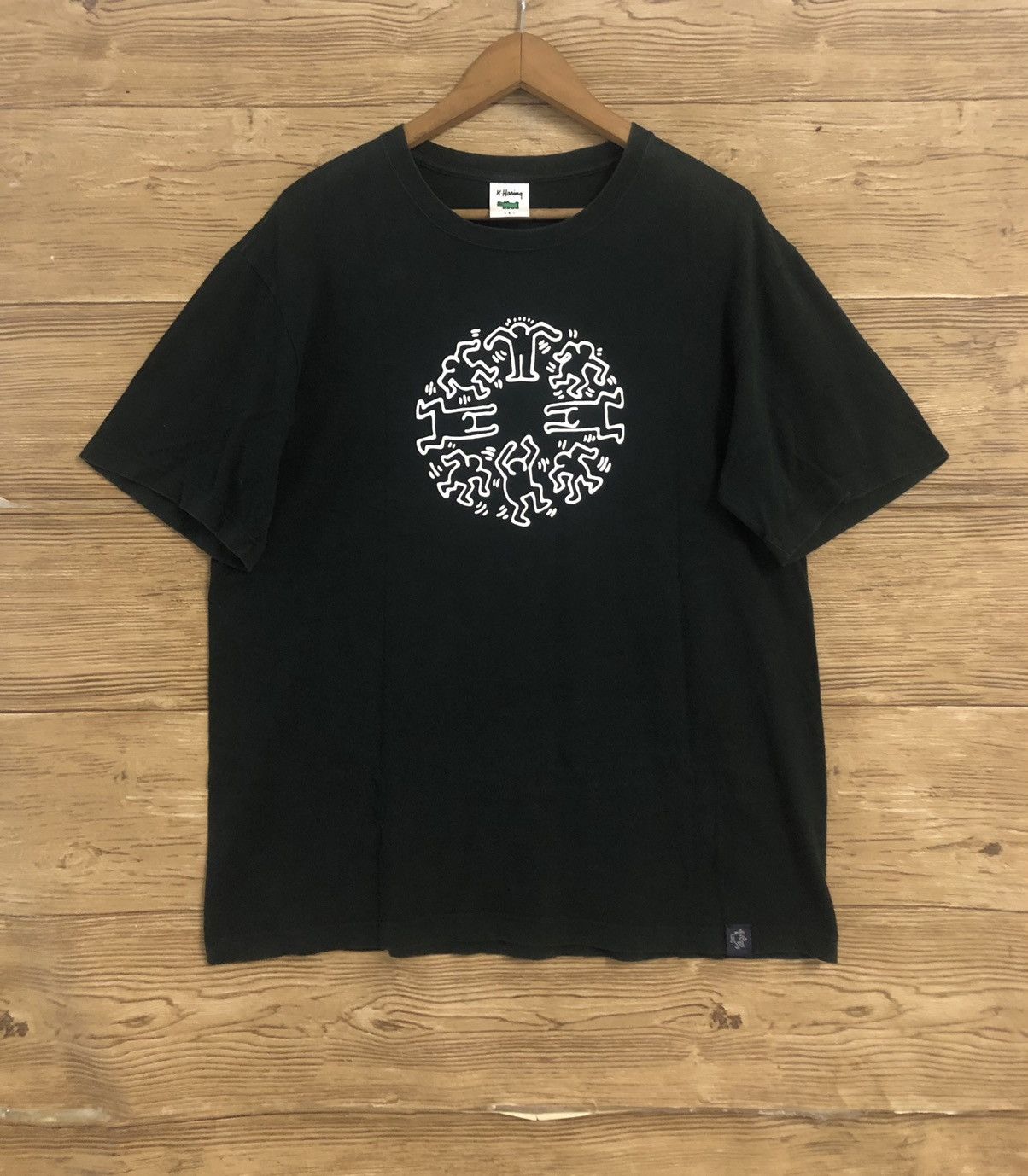 Vintage Keith Haring T shirt L Pop Art Clock Basquiat Warhol