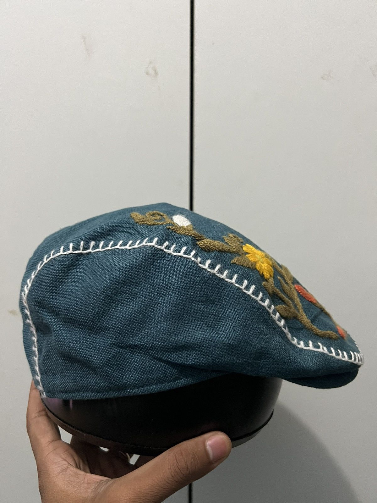 Japanese Brand Retro Custom Handmade Flower Art Beretta Hat Size ONE SIZE - 3 Thumbnail