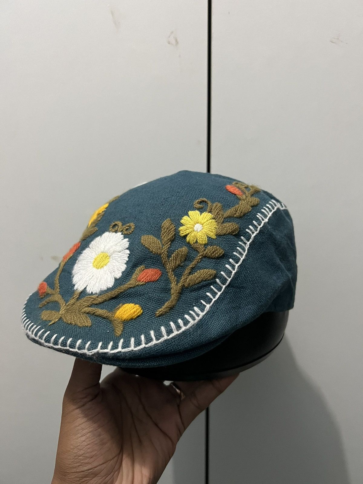 Japanese Brand Retro Custom Handmade Flower Art Beretta Hat Size ONE SIZE - 2 Thumbnail
