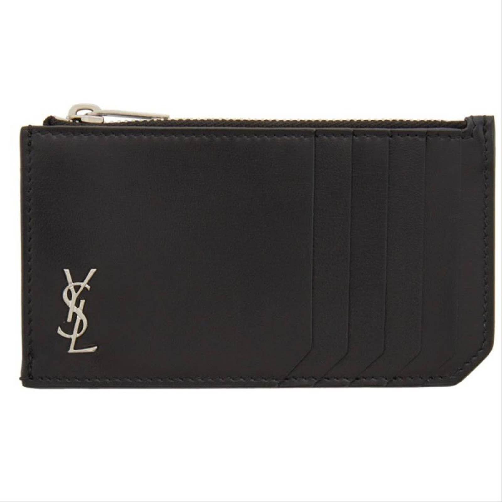 monogram zipped leather card holder coin case