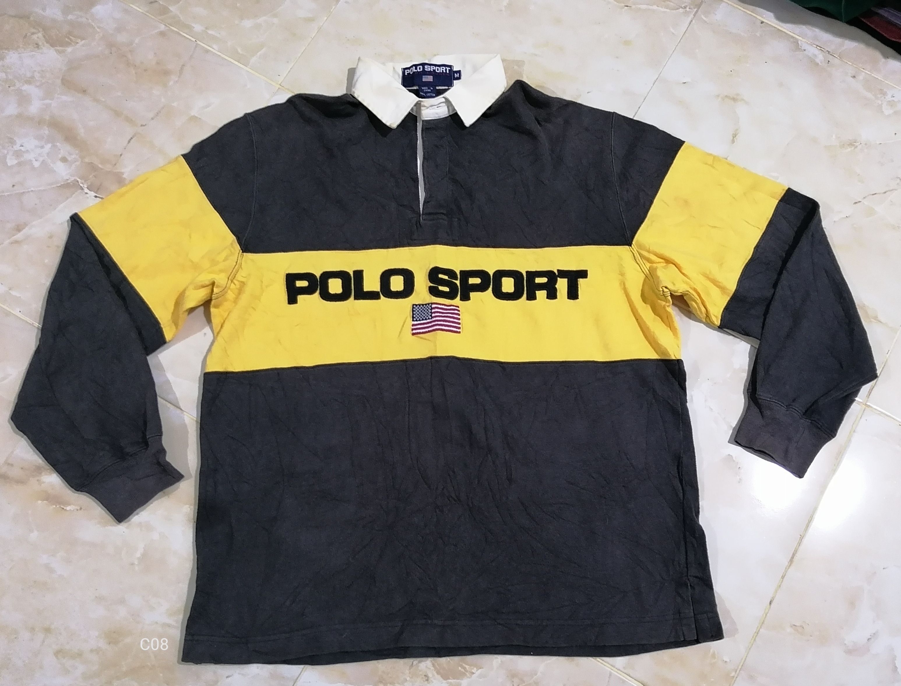 VTG Polo Ralph Lauren 1992 Stadium Plates Rugby Shirt sz L