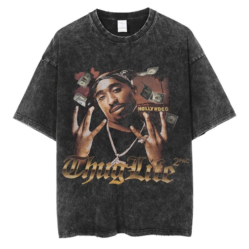Streetwear 2pac Rapper Cotton Graphic Tee | Grailed