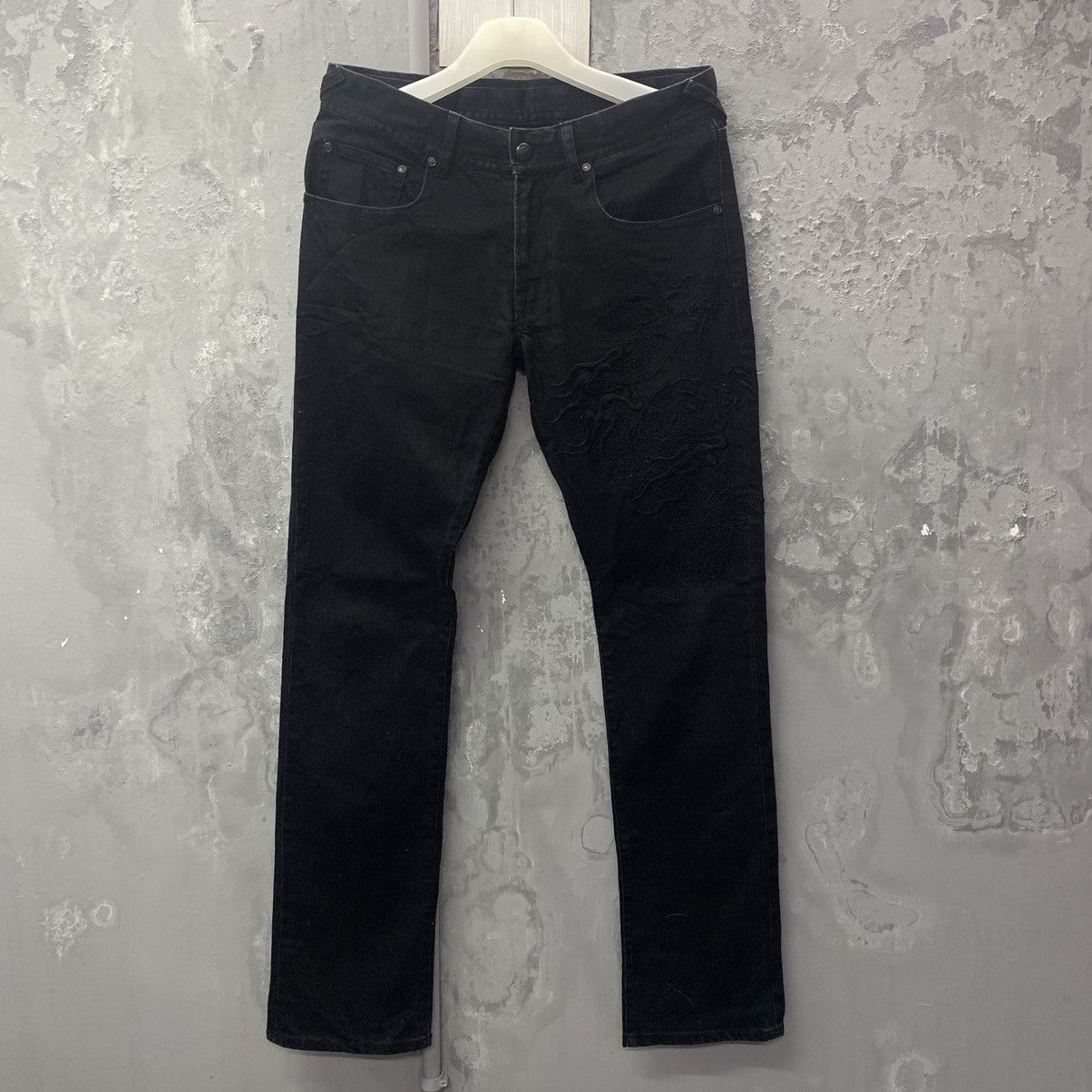 Japanese Brand Natural Born Addiction Dragon art Embroidered Black Denim Size US 31 - 3 Thumbnail
