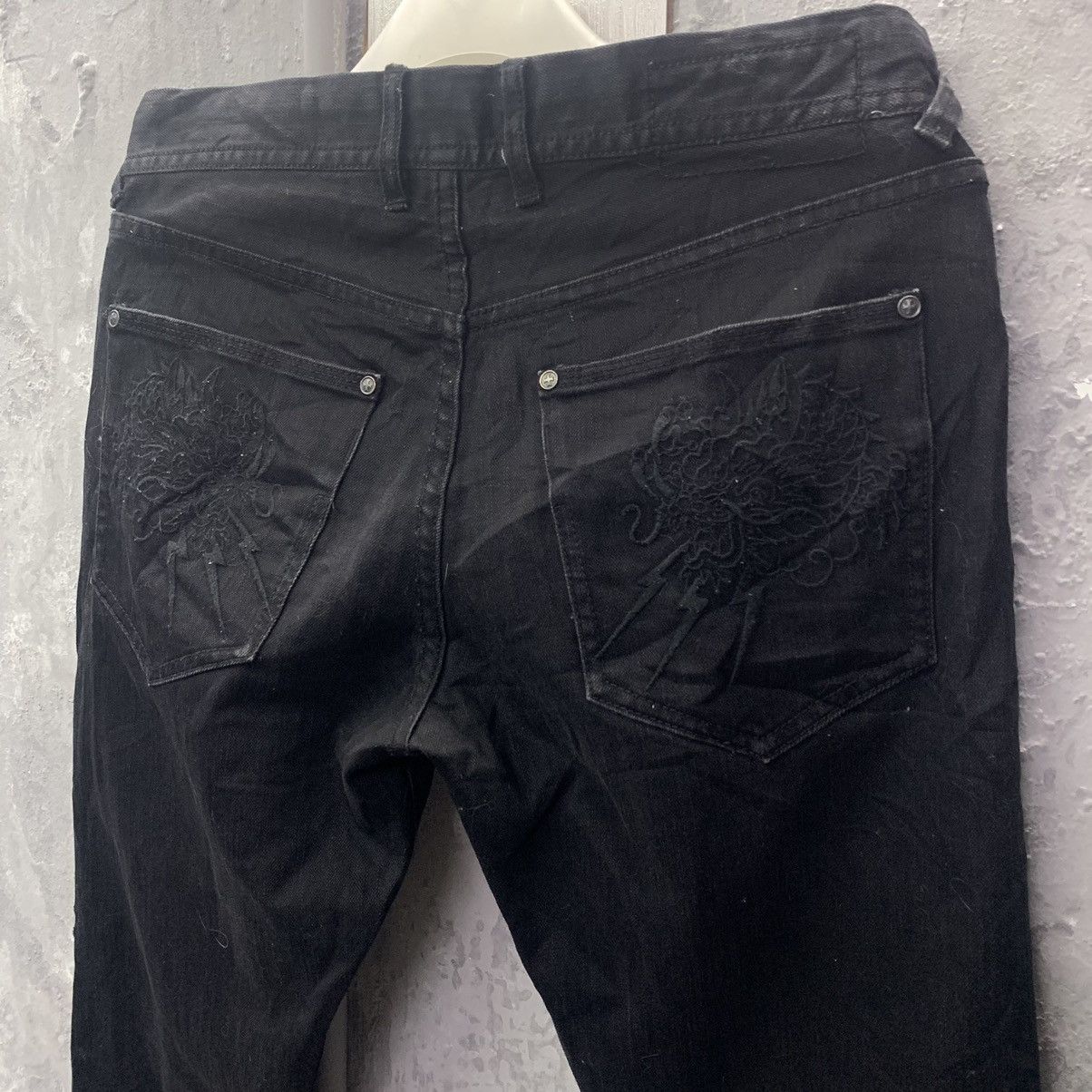 Japanese Brand Natural Born Addiction Dragon art Embroidered Black Denim Size US 31 - 10 Thumbnail
