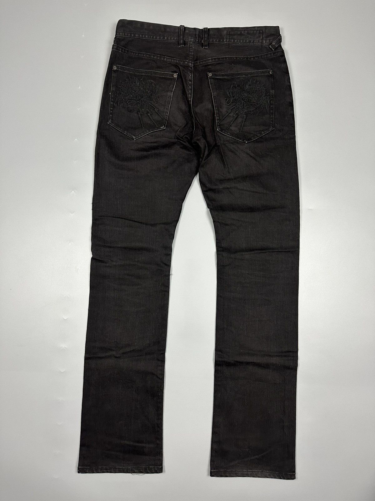 Japanese Brand Natural Born Addiction Dragon art Embroidered Black Denim Size US 31 - 2 Thumbnail