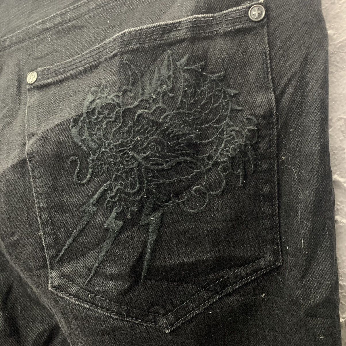 Japanese Brand Natural Born Addiction Dragon art Embroidered Black Denim Size US 31 - 11 Thumbnail