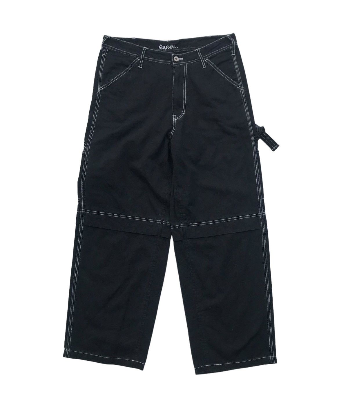 Japanese Brand Rasvoa Tokyo Light Black Baggy Carpenter Pants Size US 31 - 1 Thumbnail