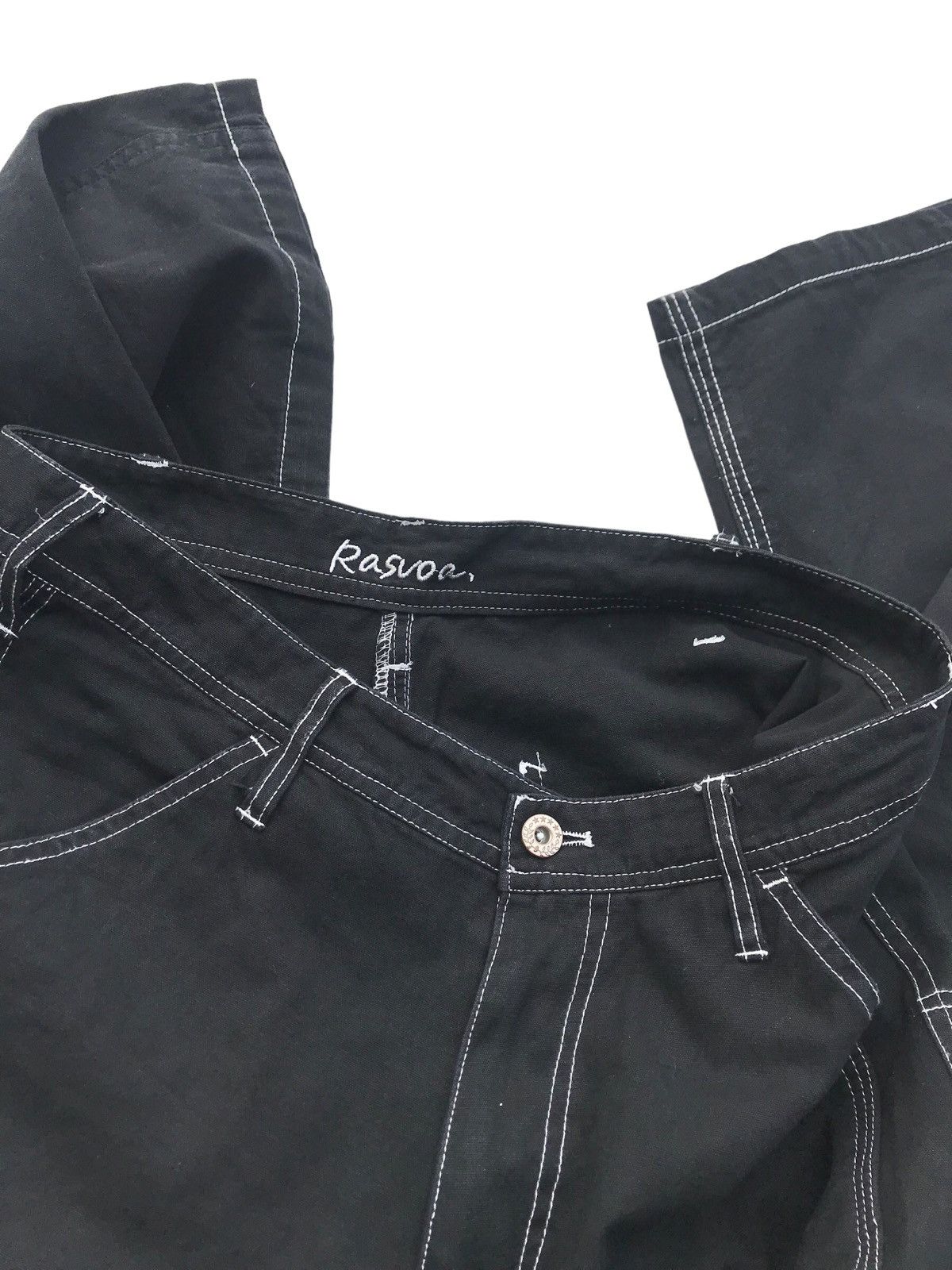 Japanese Brand Rasvoa Tokyo Light Black Baggy Carpenter Pants Size US 31 - 6 Thumbnail